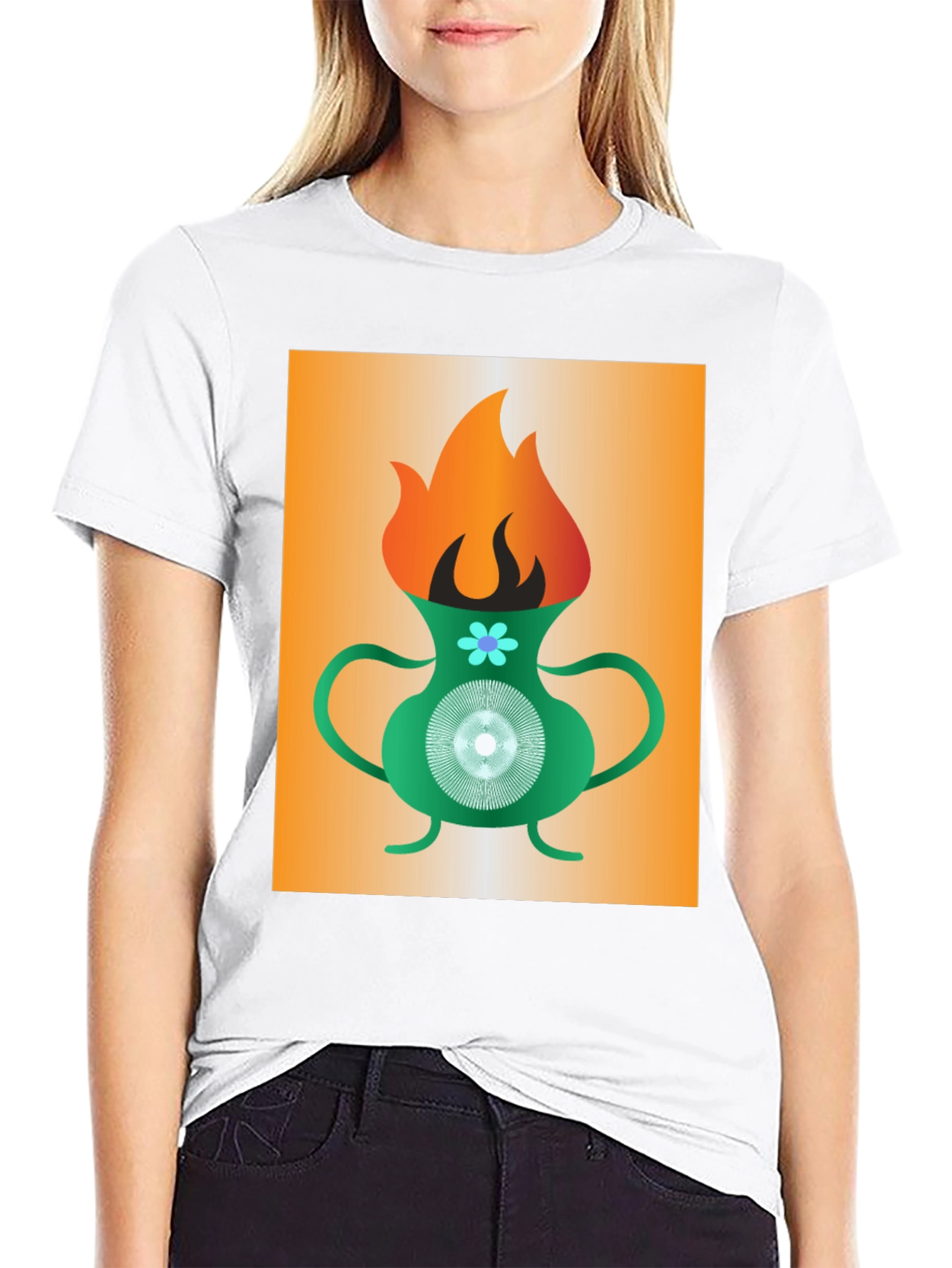 Flame Vase Graphic Tee - Modern Art T-Shirt