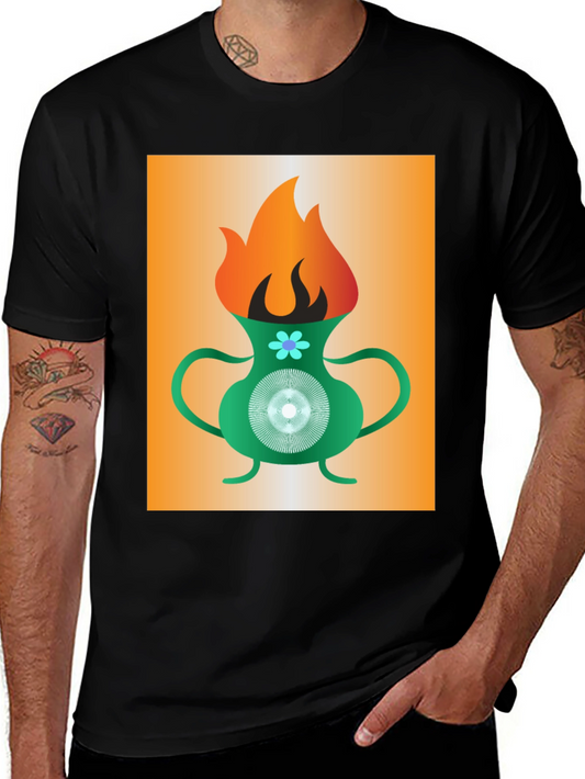 Flame Vase Graphic Tee - Modern Art T-Shirt