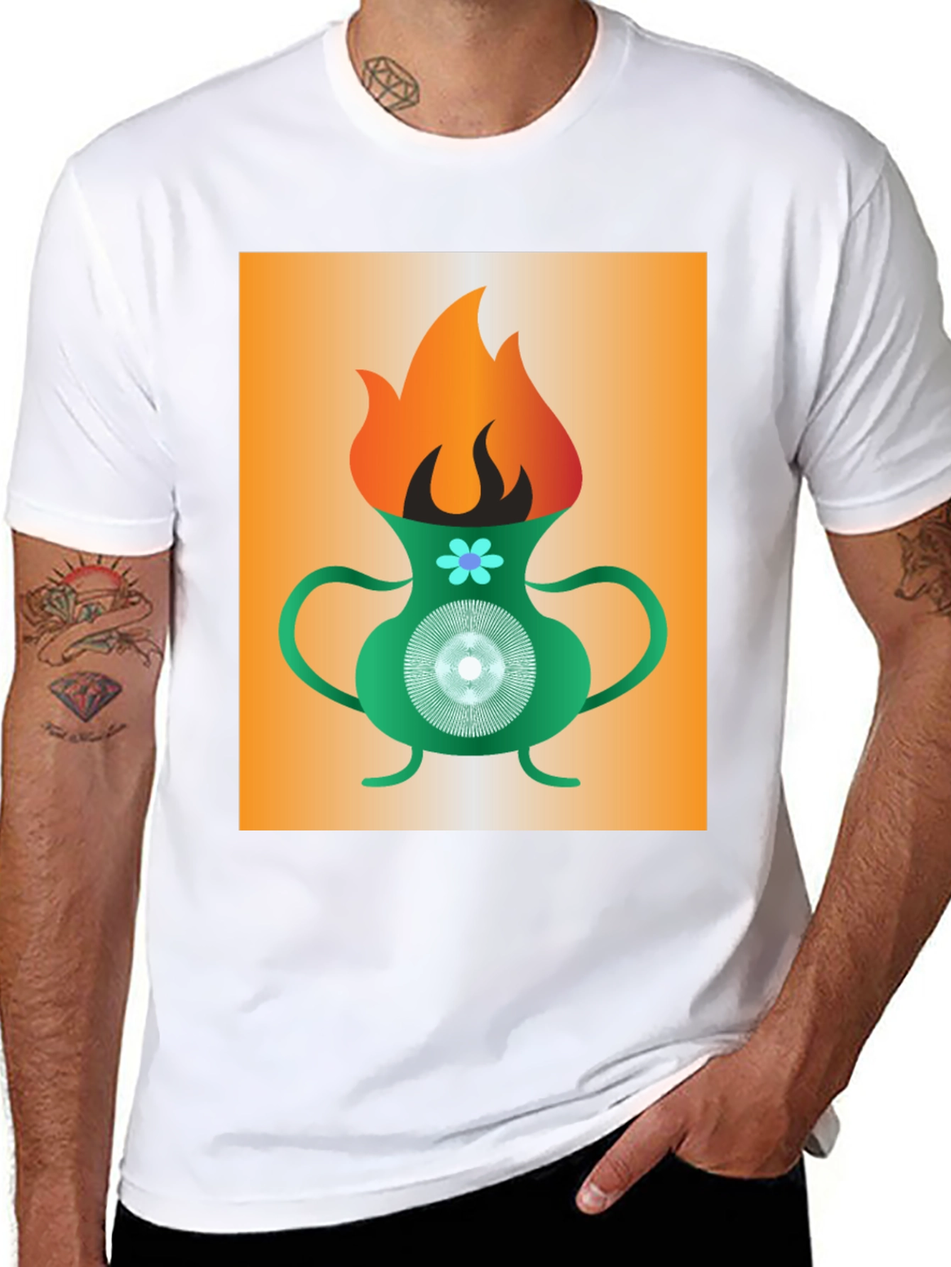 Flame Vase Graphic Tee - Modern Art T-Shirt