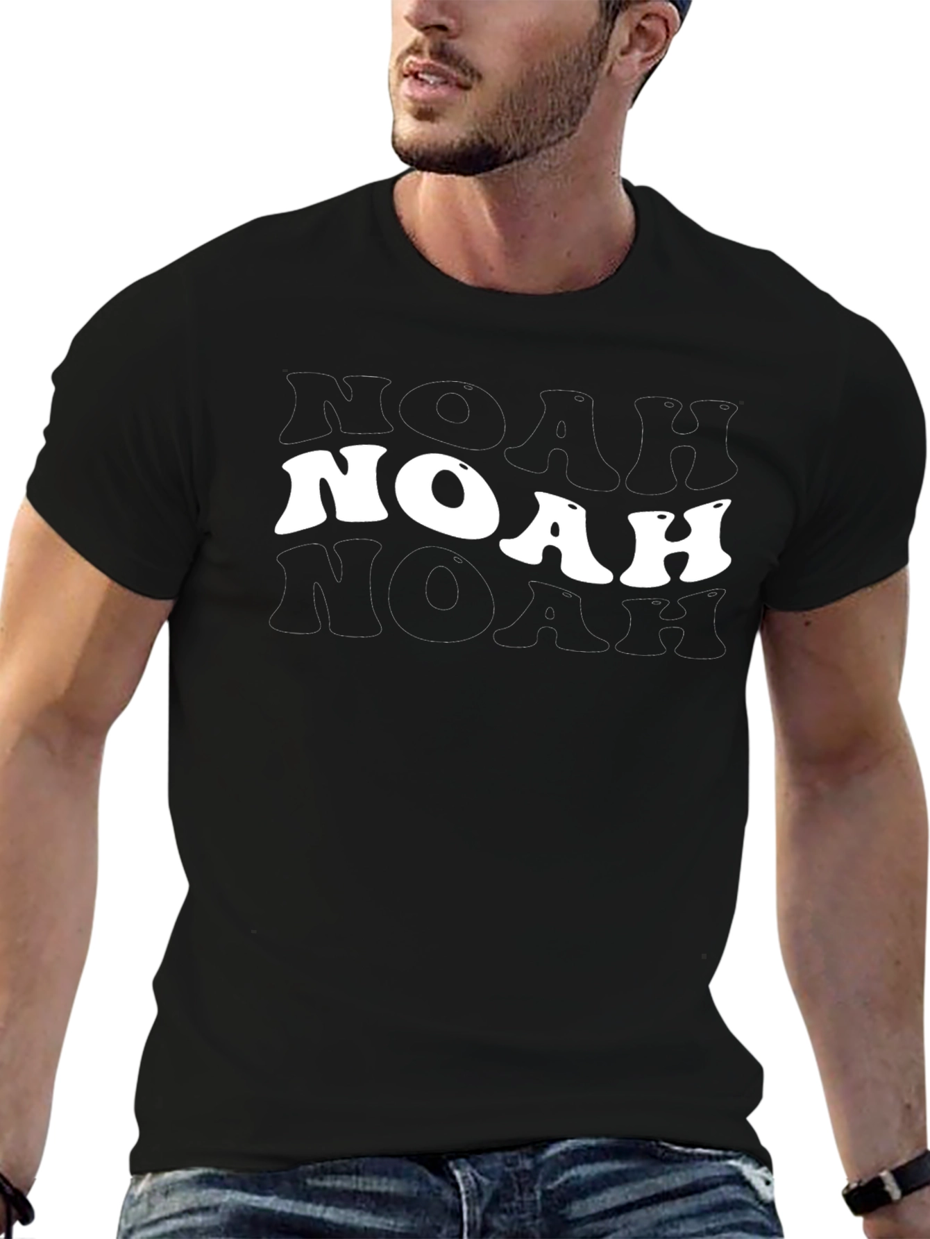 Noah Graphic Tee - Trendy Black Cotton Blend Shirt