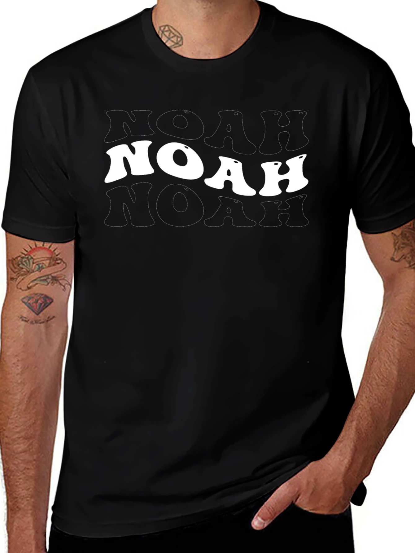 Noah Graphic Tee - Trendy Black Cotton Blend Shirt