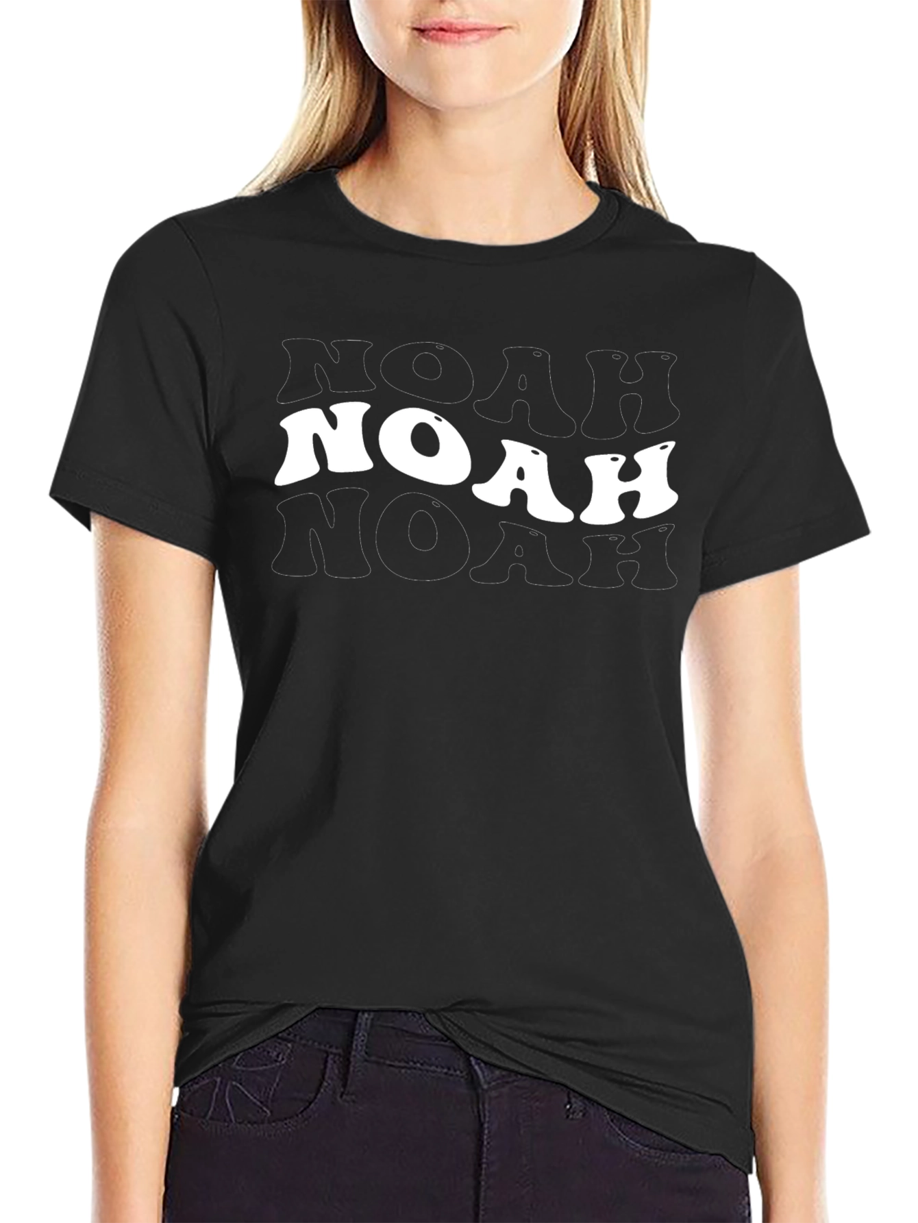 Noah Graphic Tee - Trendy Black Cotton Blend Shirt