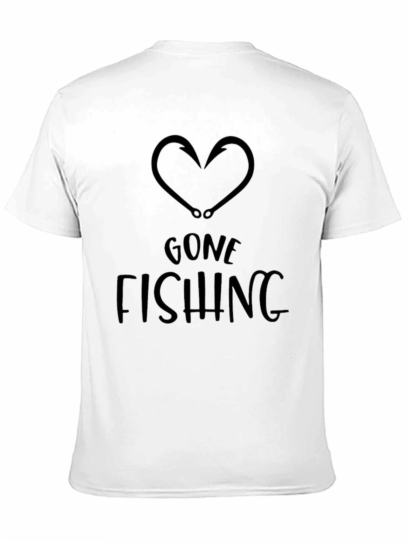 Gone Fishing Heart Hook Black T-Shirt