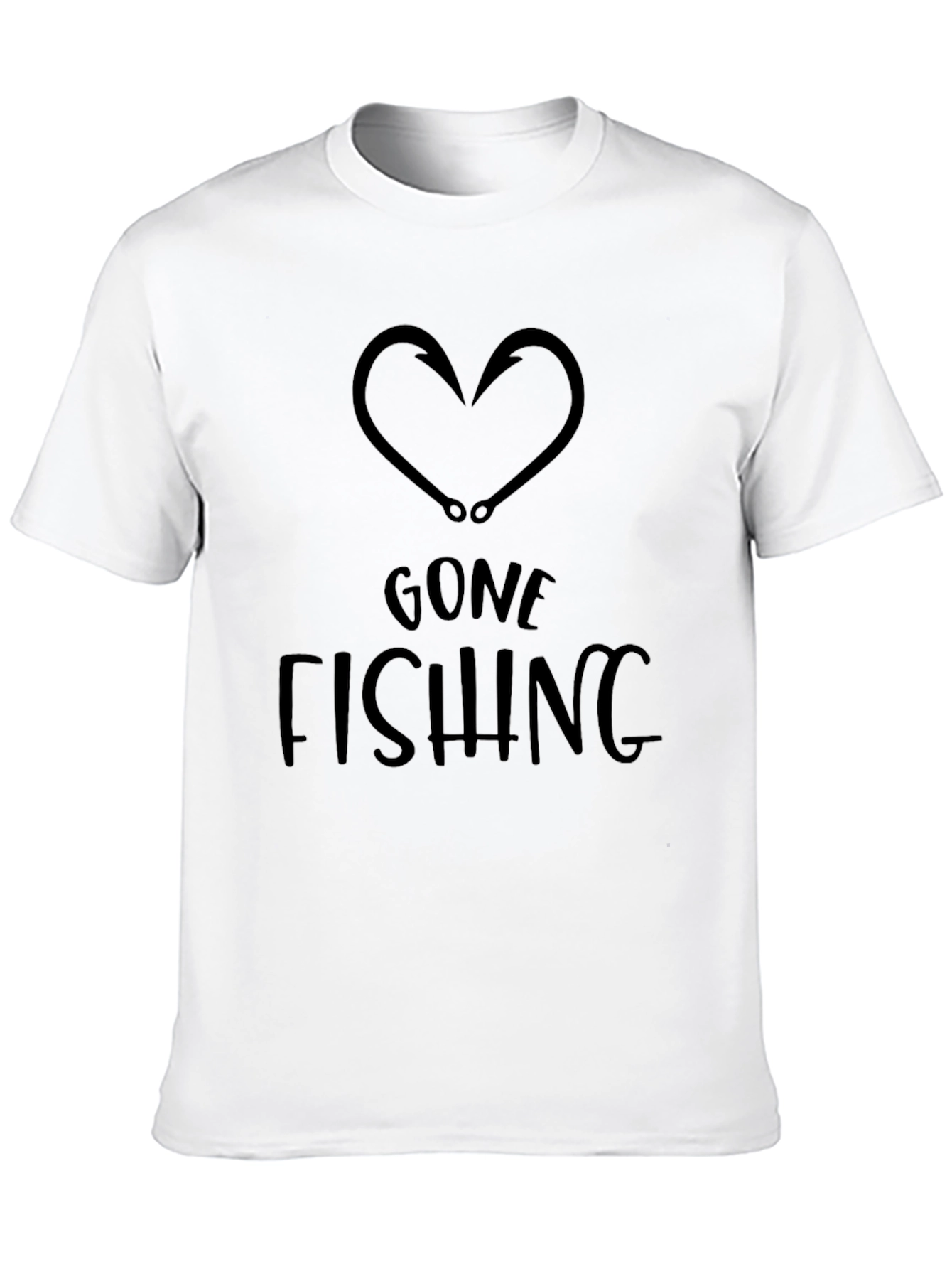 Gone Fishing Heart Hook Black T-Shirt