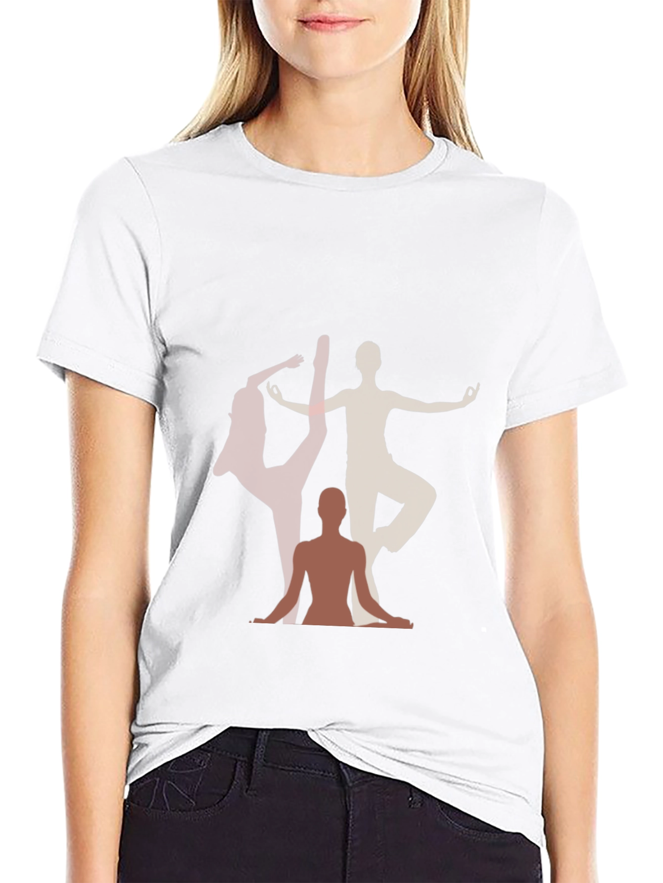 Yoga Pose Graphic Print Black T-Shirt