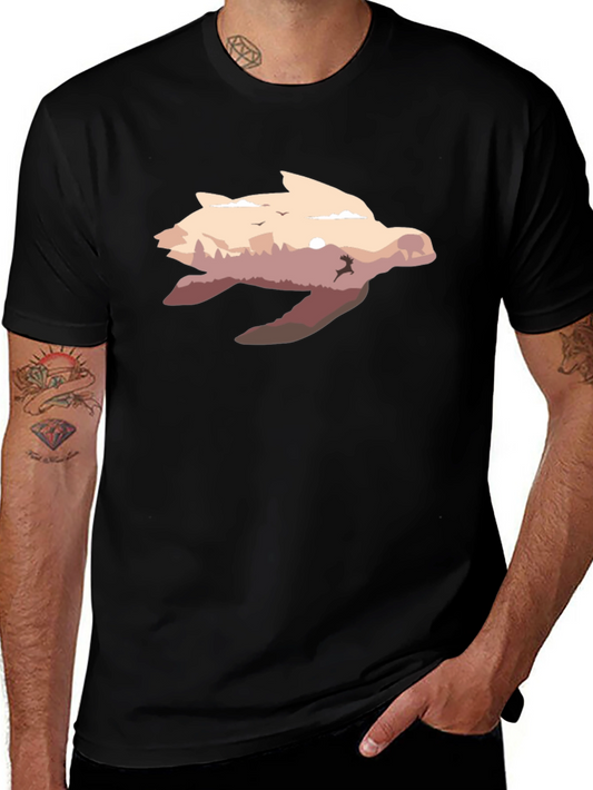 Turtle Nature Scene Graphic T-Shirt
