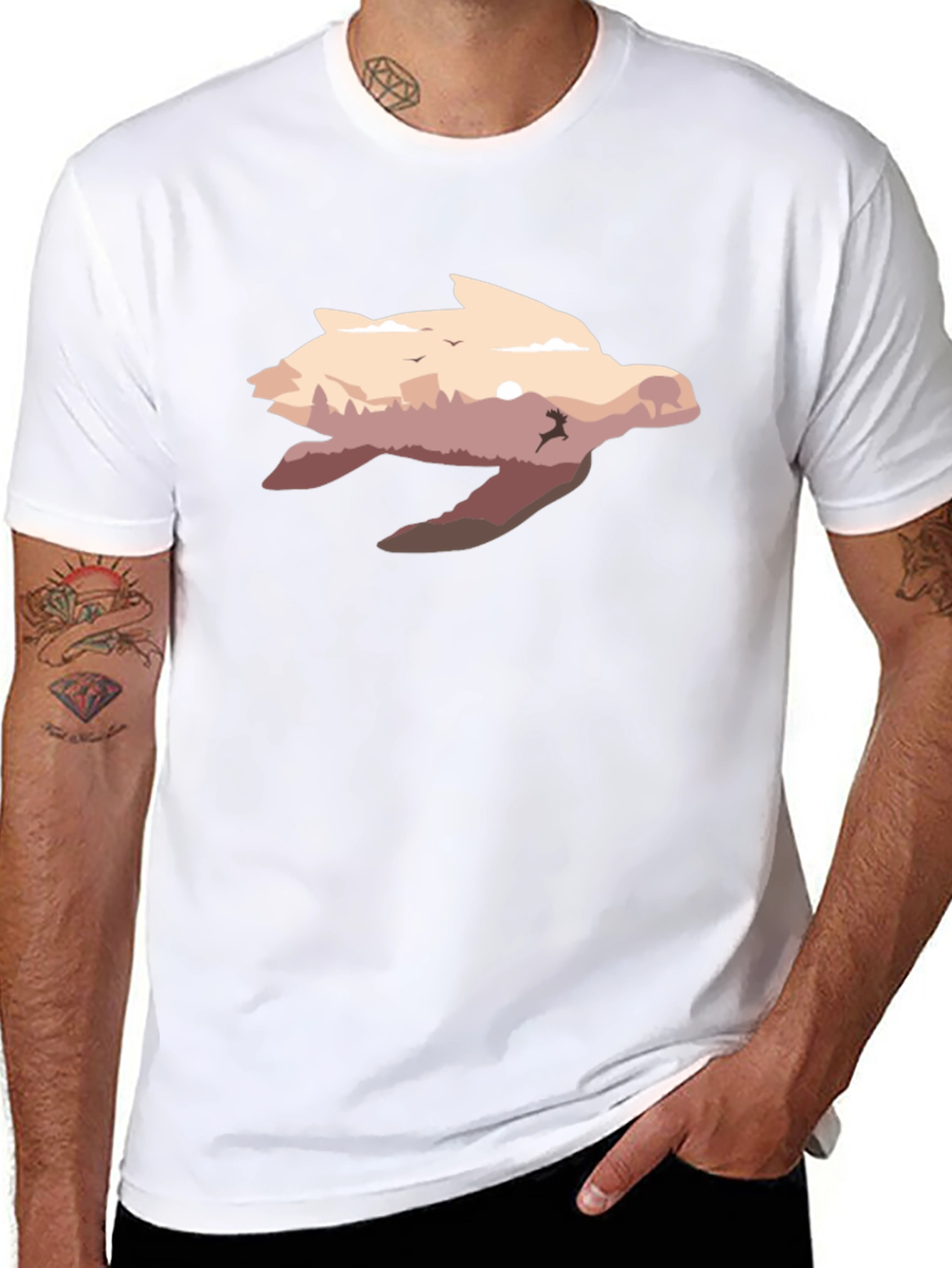 Turtle Nature Scene Graphic T-Shirt