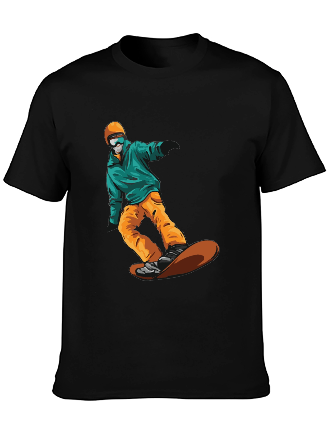 Snowboarder Graphic Tee - Black Cotton T-Shirt