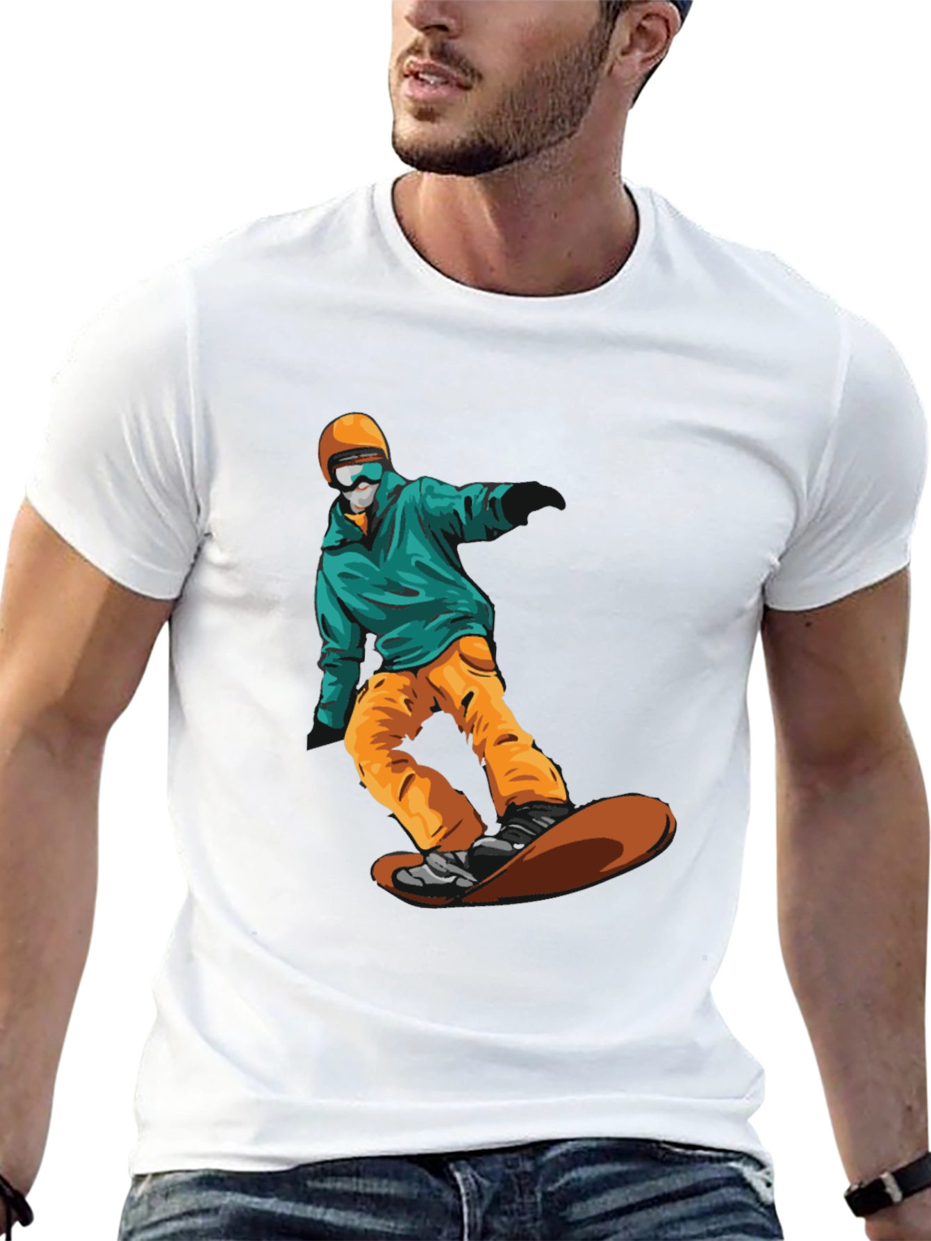 Snowboarder Graphic Tee - Black Cotton T-Shirt