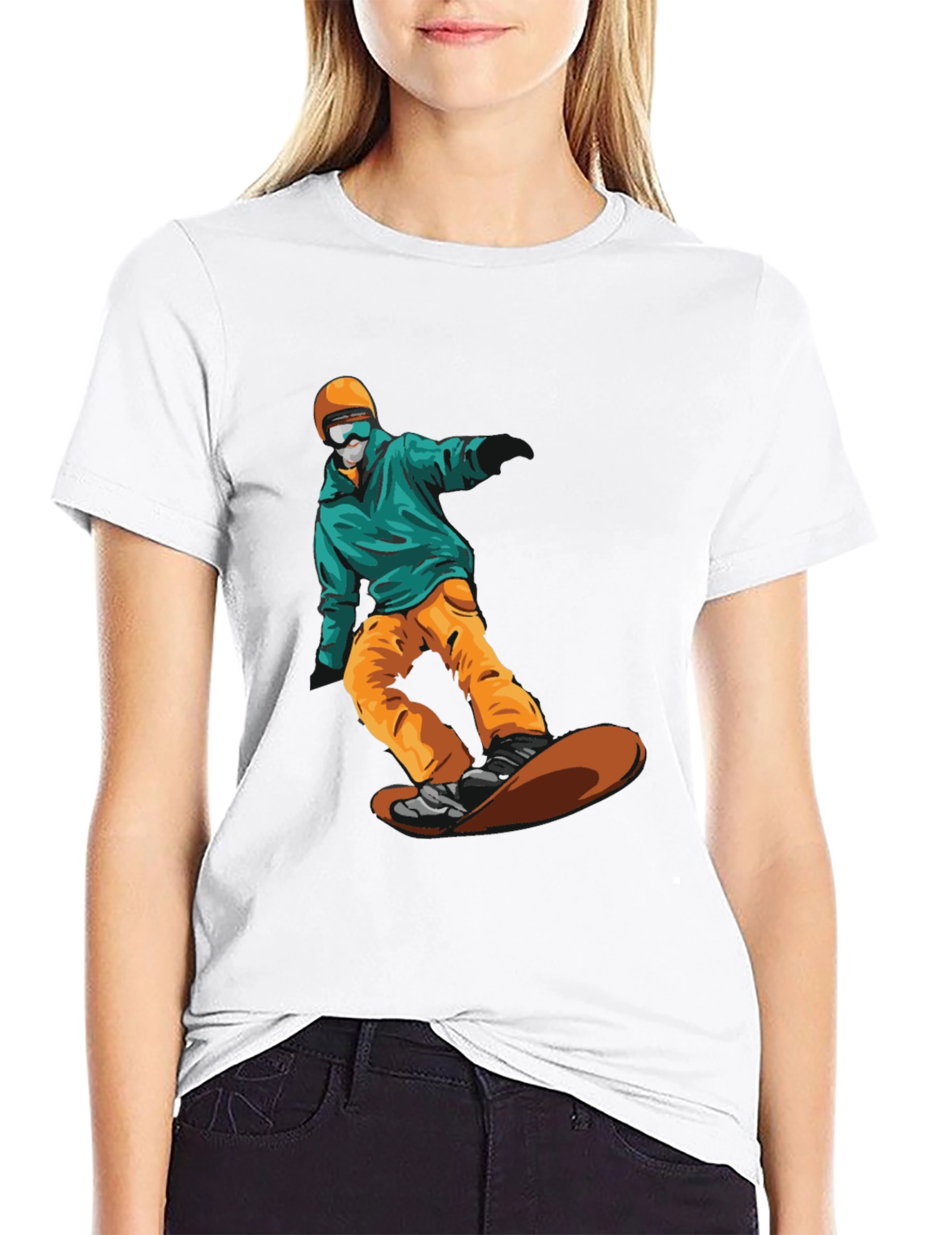 Snowboarder Graphic Tee - Black Cotton T-Shirt