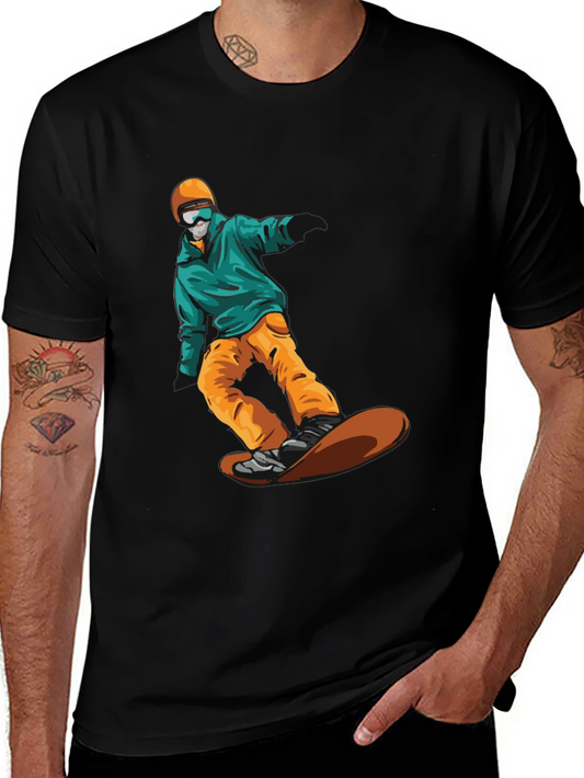 Snowboarder Graphic Tee - Black Cotton T-Shirt