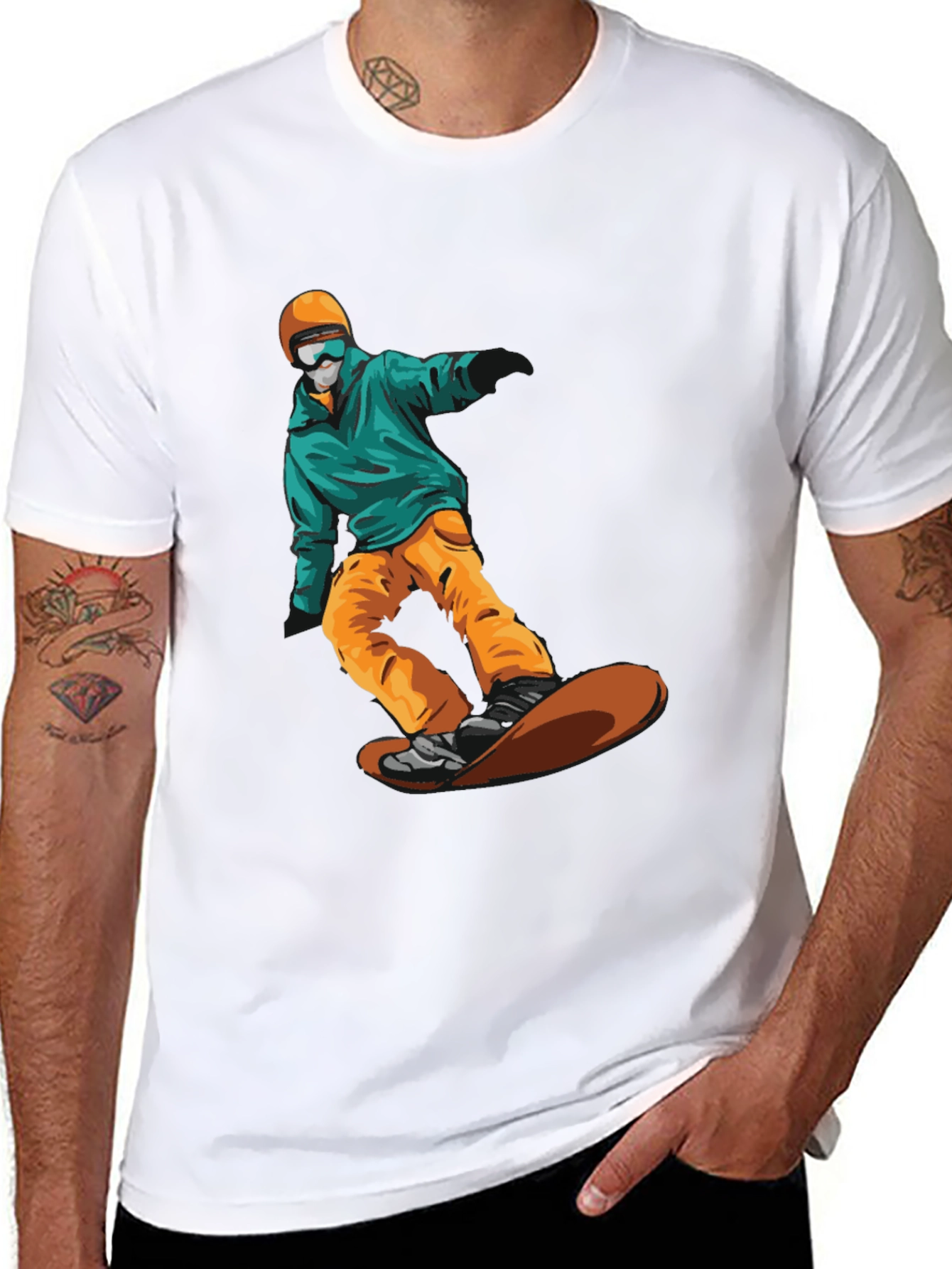 Snowboarder Graphic Tee - Black Cotton T-Shirt