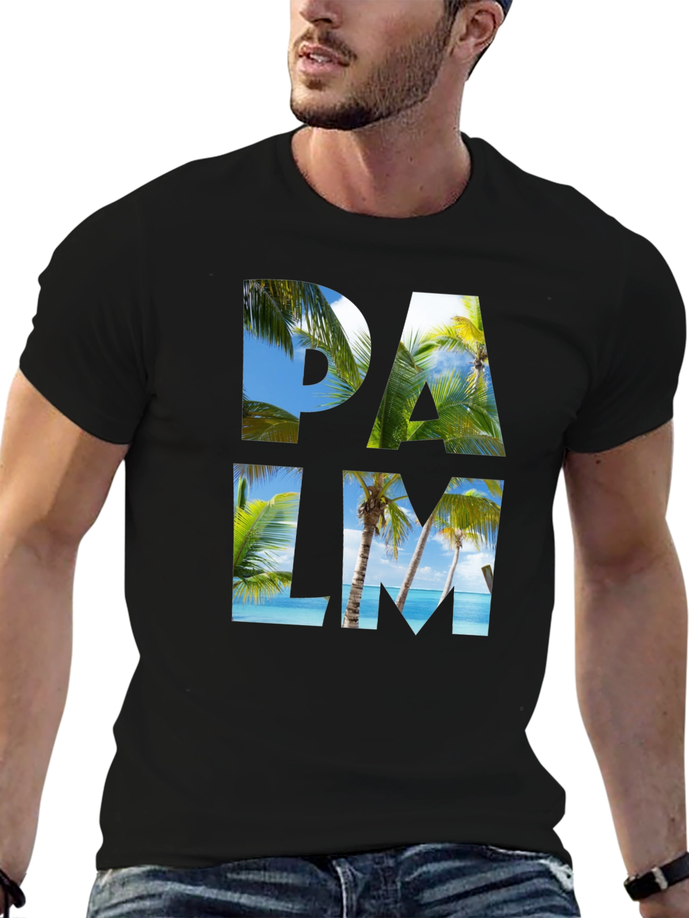 Palm Tree Graphic Black T-Shirt