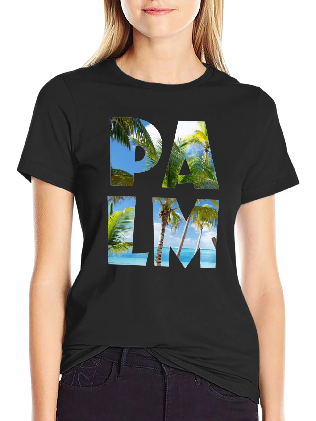 Palm Tree Graphic Black T-Shirt