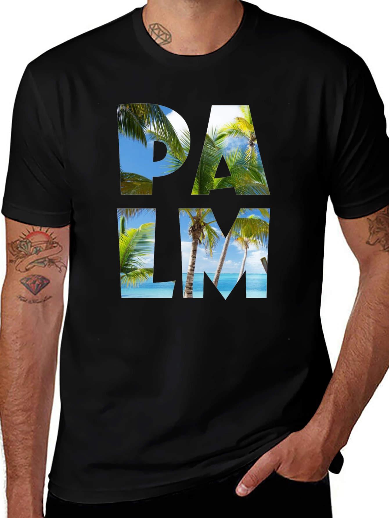 Palm Tree Graphic Black T-Shirt