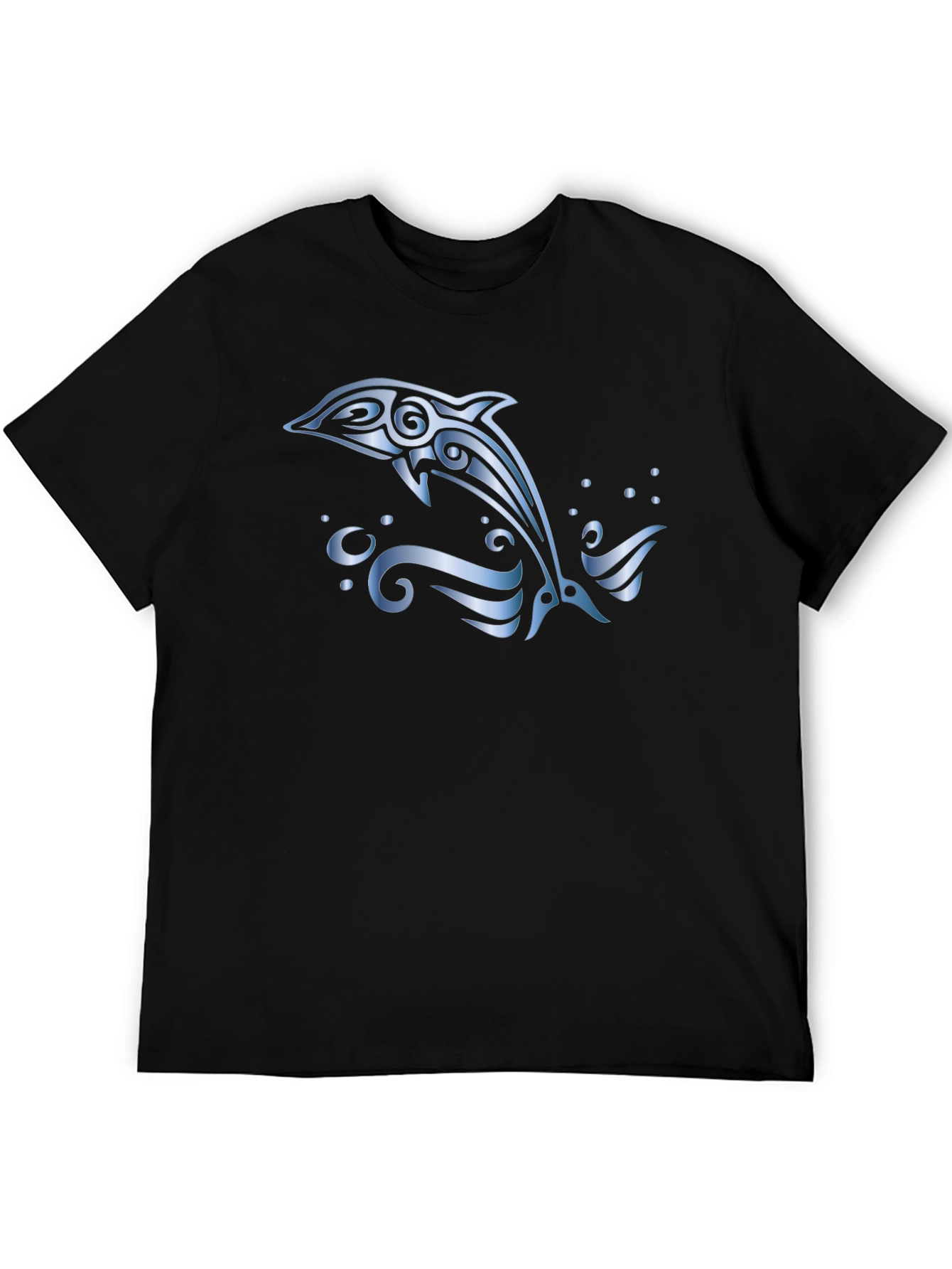 Tribal Dolphin T-Shirt - Black Cotton Tee