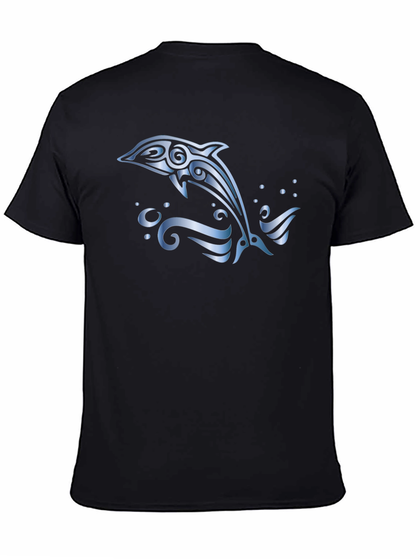Tribal Dolphin T-Shirt - Black Cotton Tee