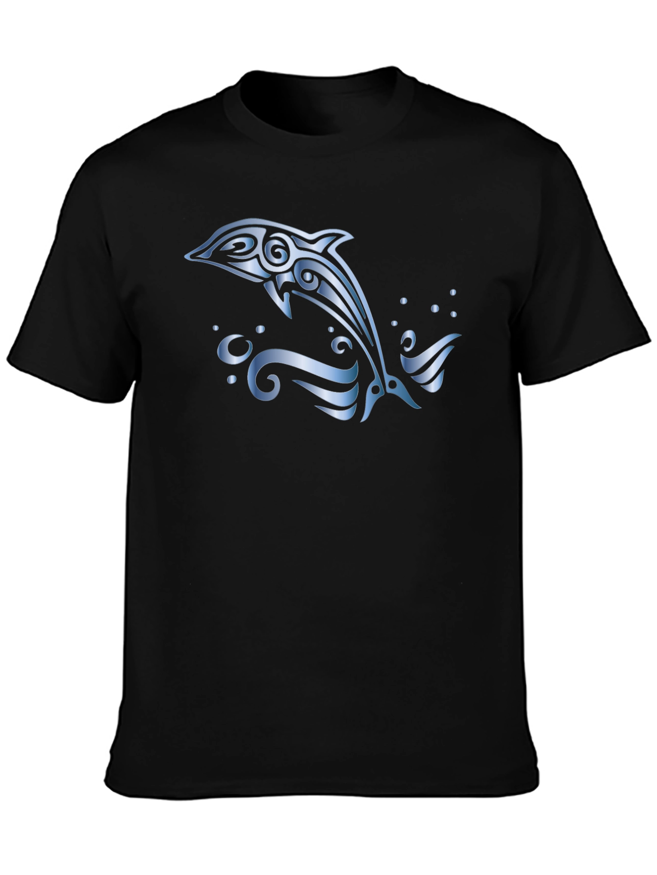 Tribal Dolphin T-Shirt - Black Cotton Tee