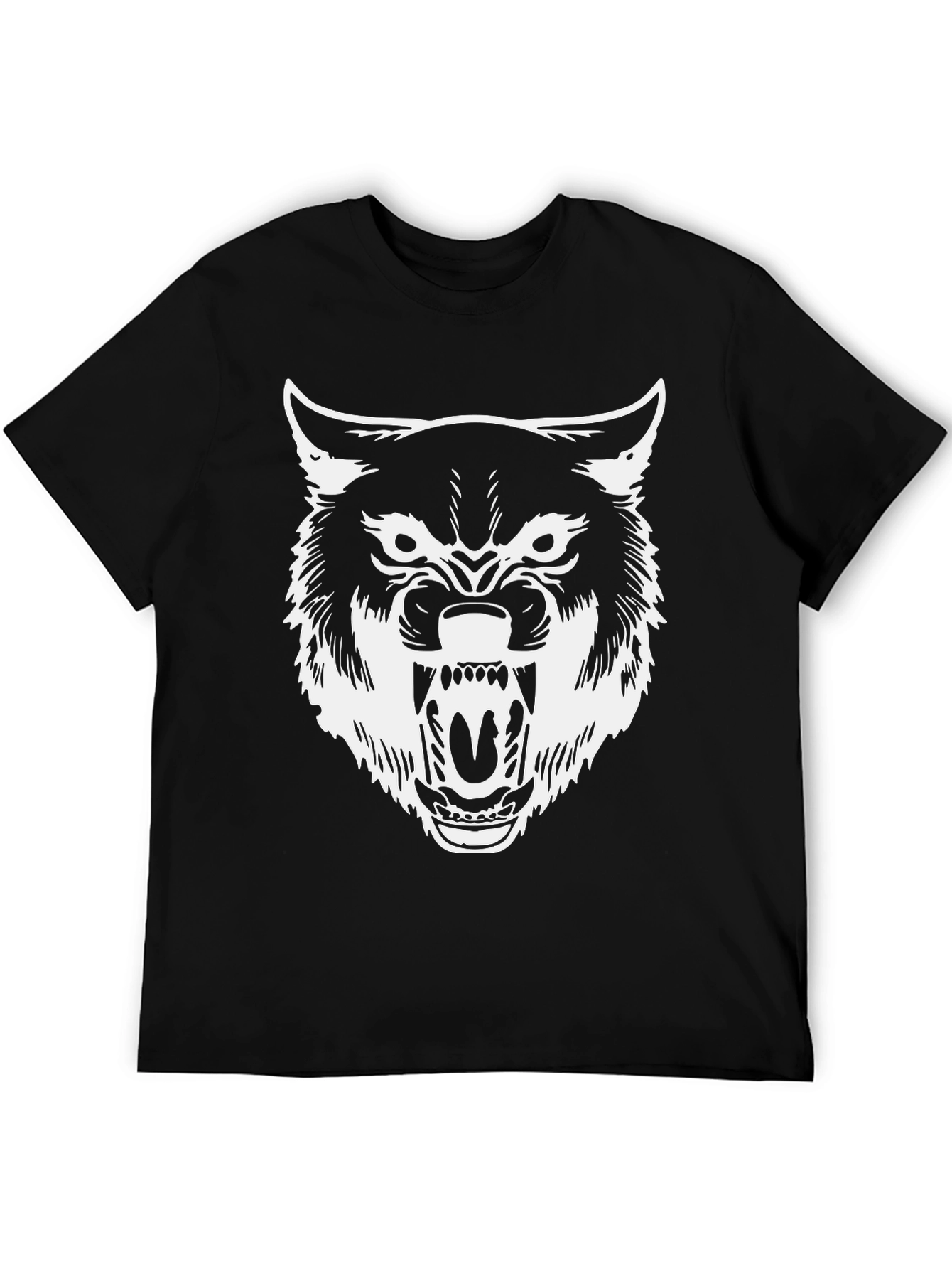 Mens Black Wolf Graphic Tee