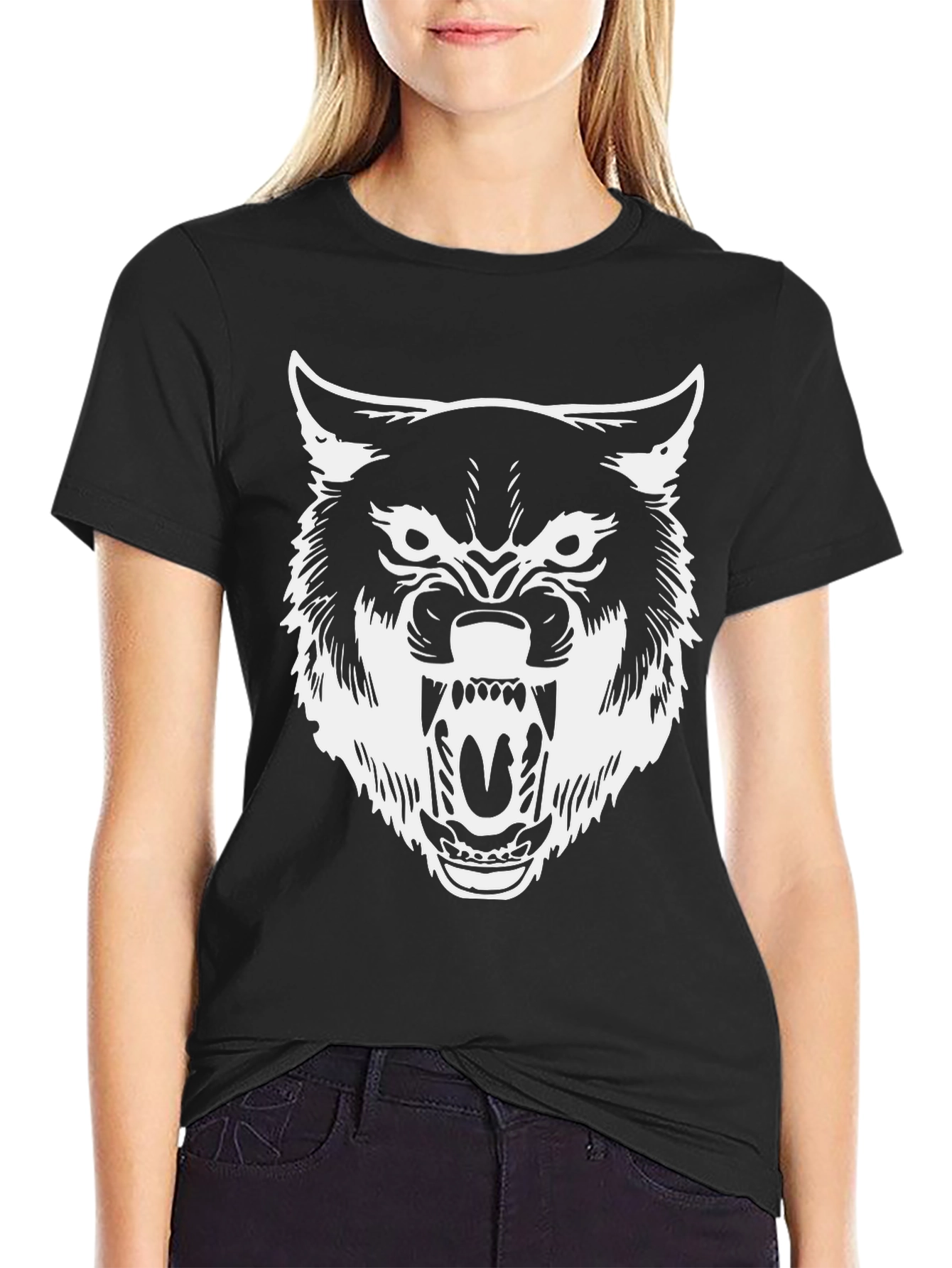 Mens Black Wolf Graphic Tee