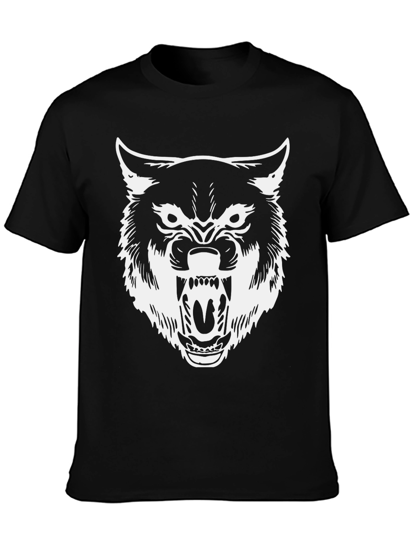 Mens Black Wolf Graphic Tee