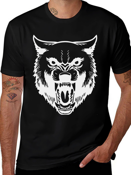 Mens Black Wolf Graphic Tee