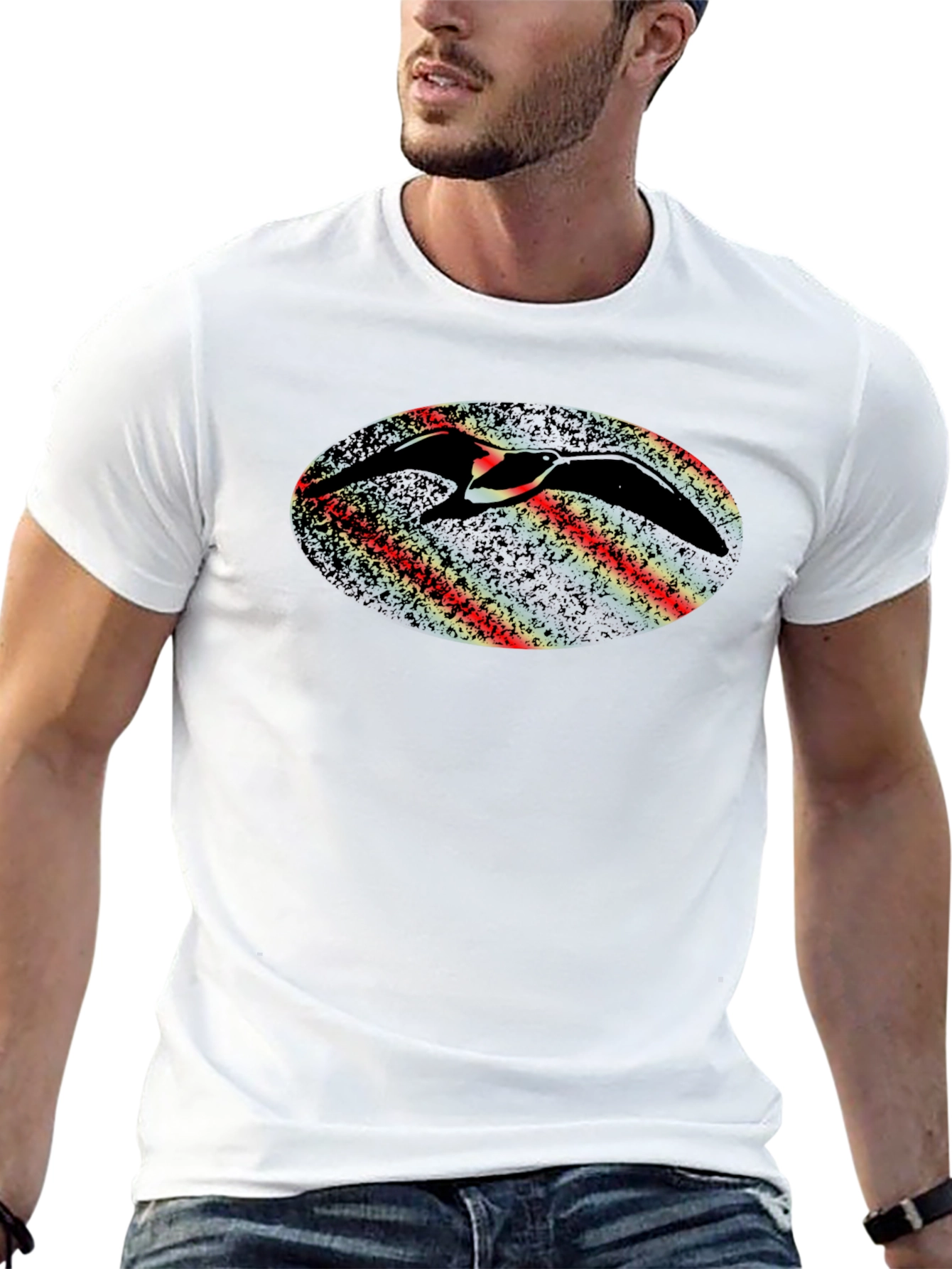 Abstract Bird Graphic Black T-Shirt