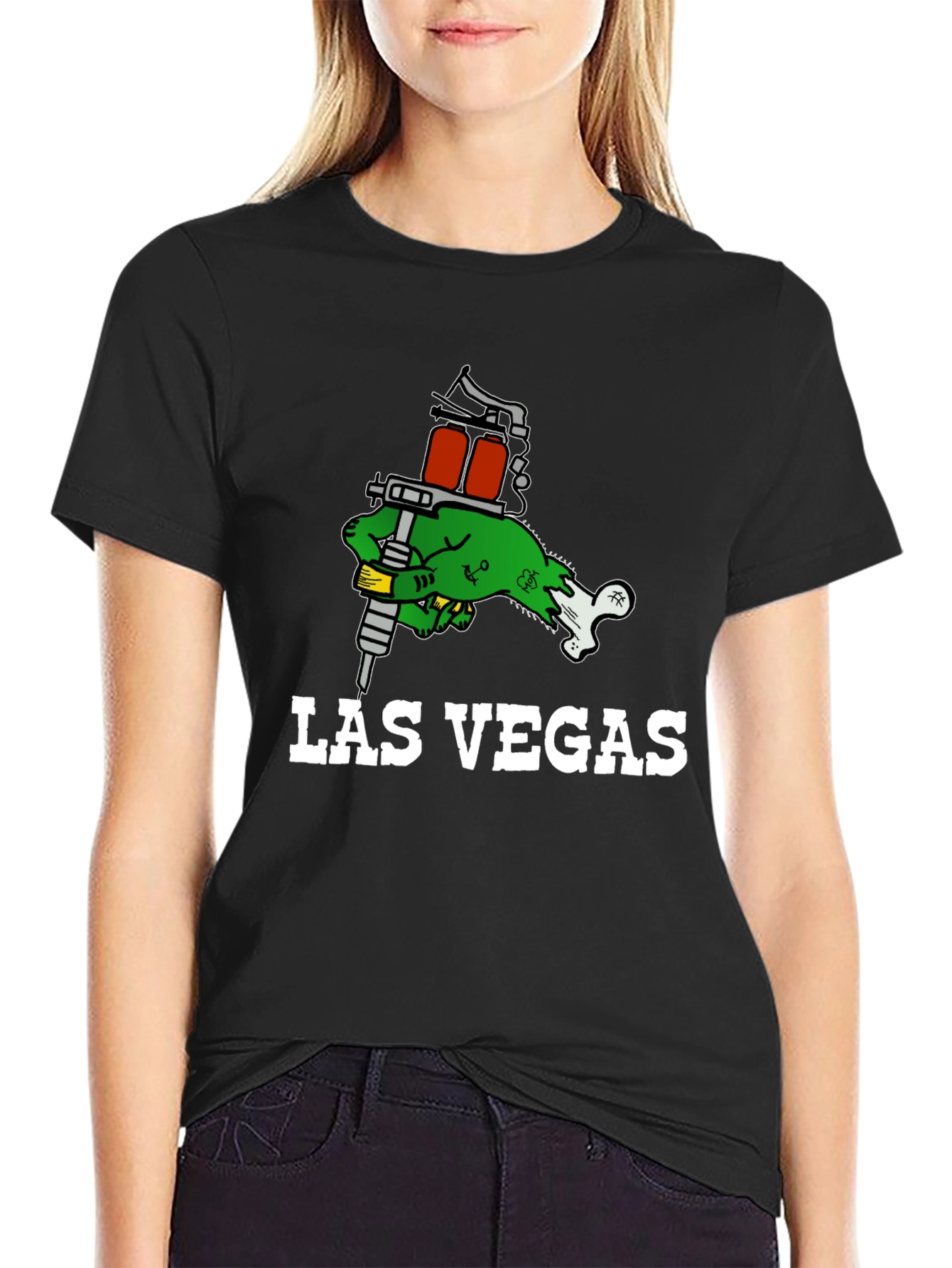 Las Vegas Tattoo Gun Zombie Hand T-Shirt