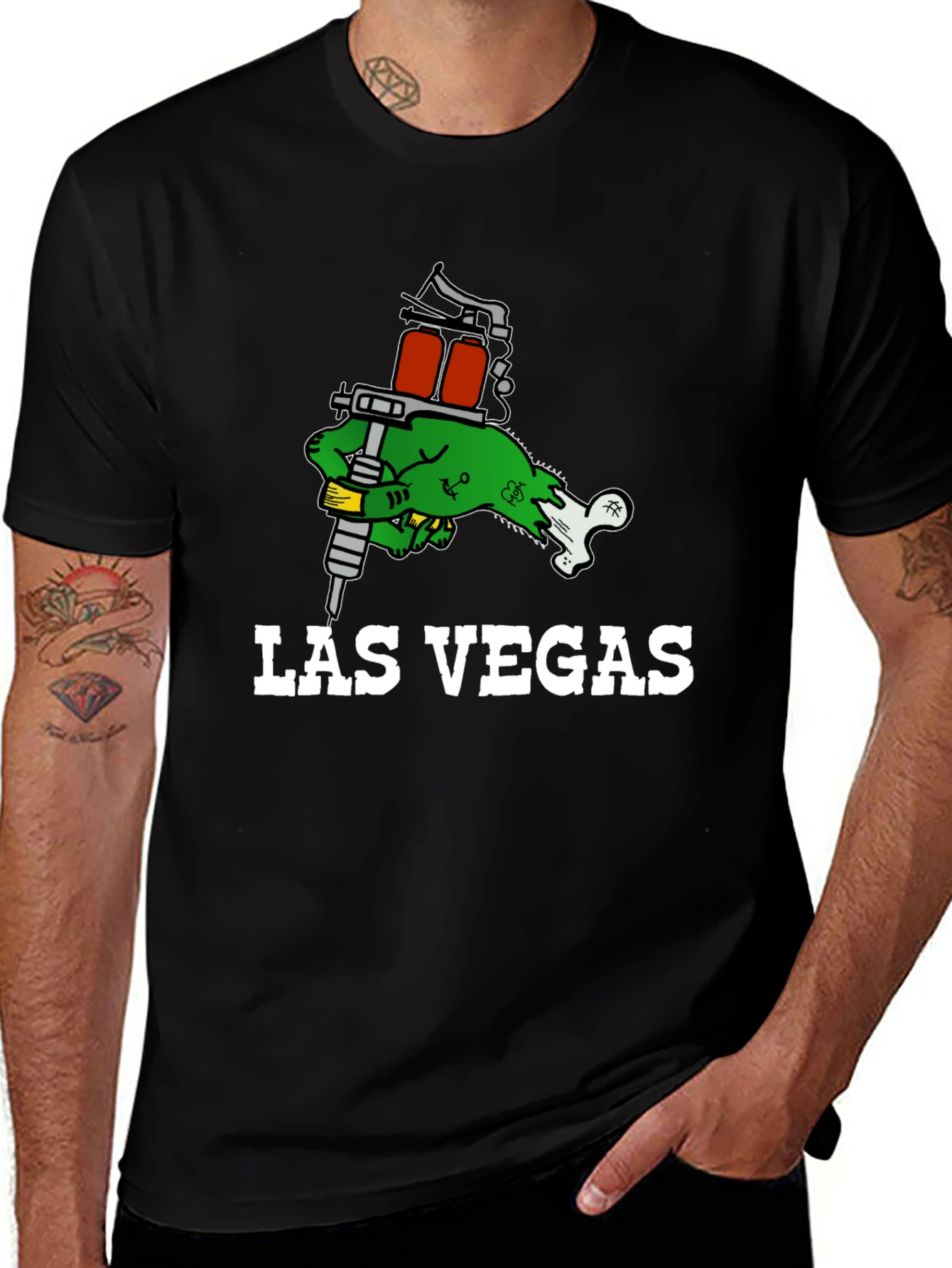 Las Vegas Tattoo Gun Zombie Hand T-Shirt