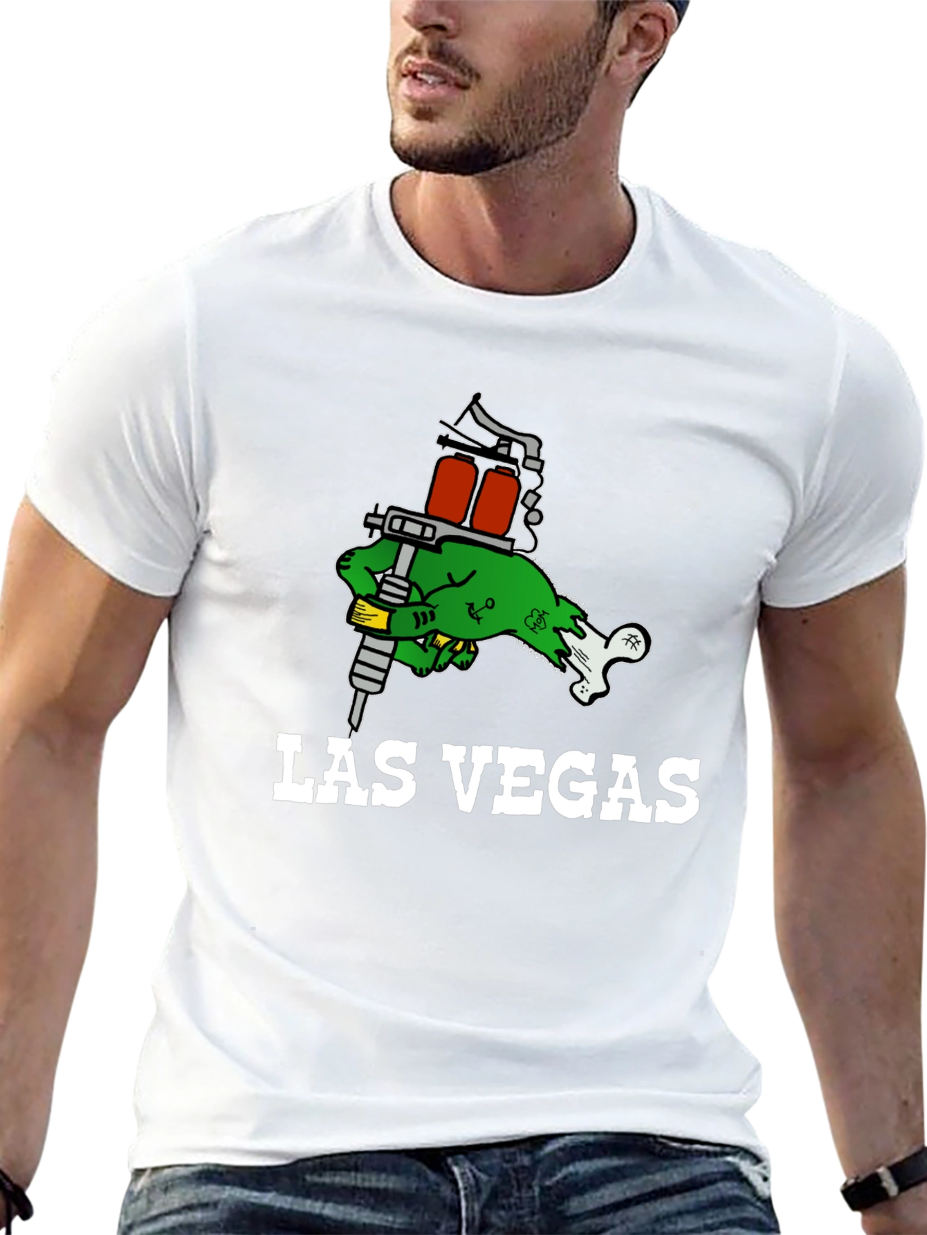 Las Vegas Tattoo Gun Zombie Hand T-Shirt