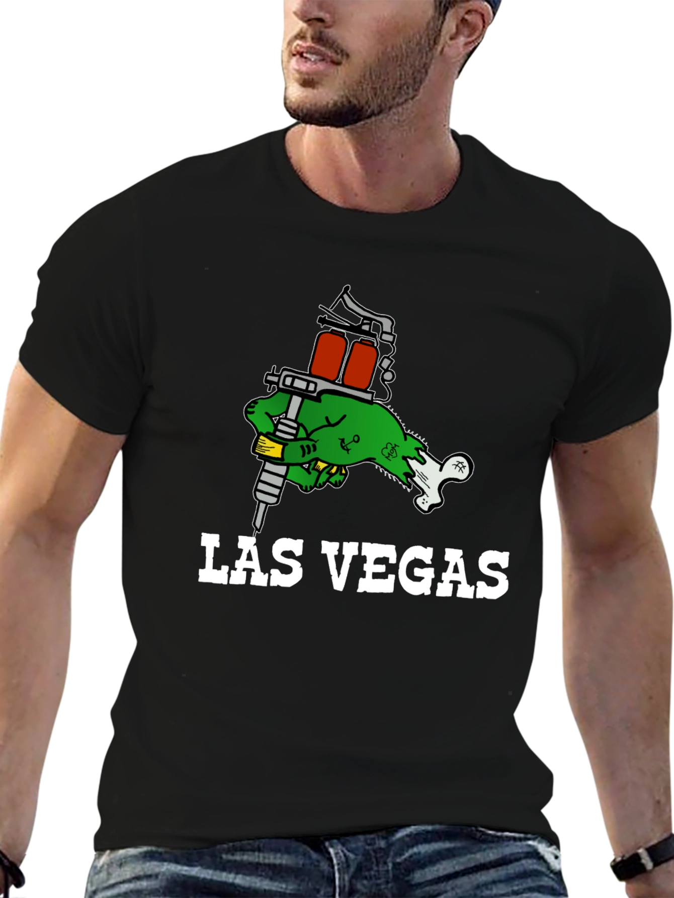 Las Vegas Tattoo Gun Zombie Hand T-Shirt
