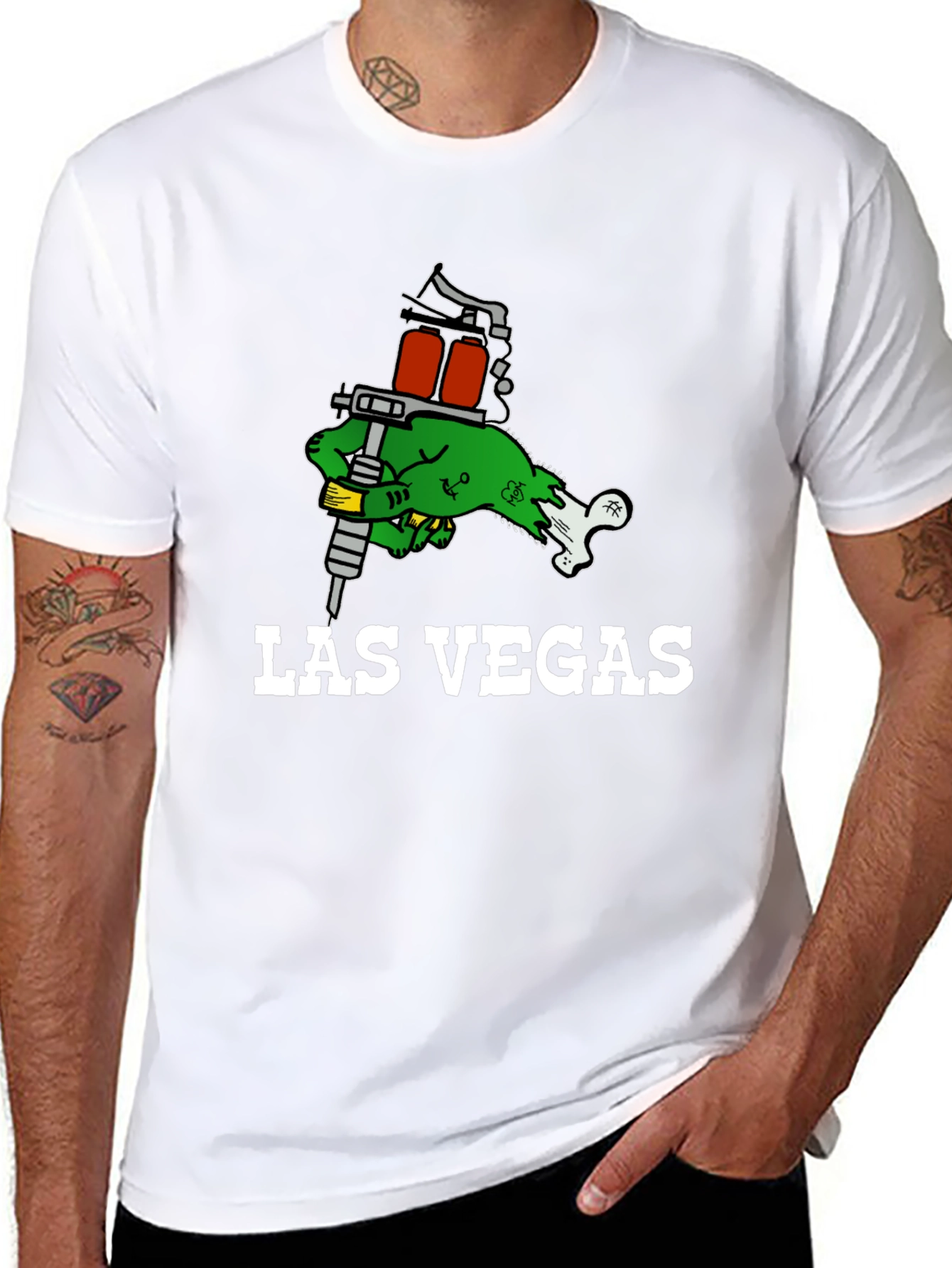 Las Vegas Tattoo Gun Zombie Hand T-Shirt