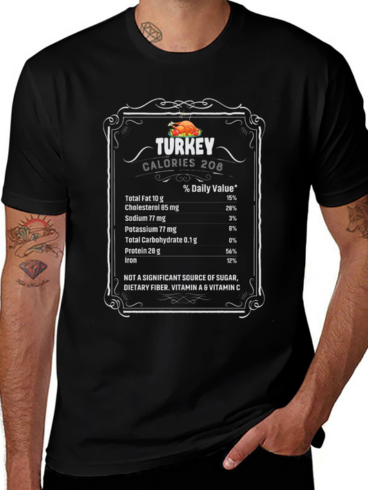 Turkey Nutrition Facts Graphic Tee - Black T-Shirt
