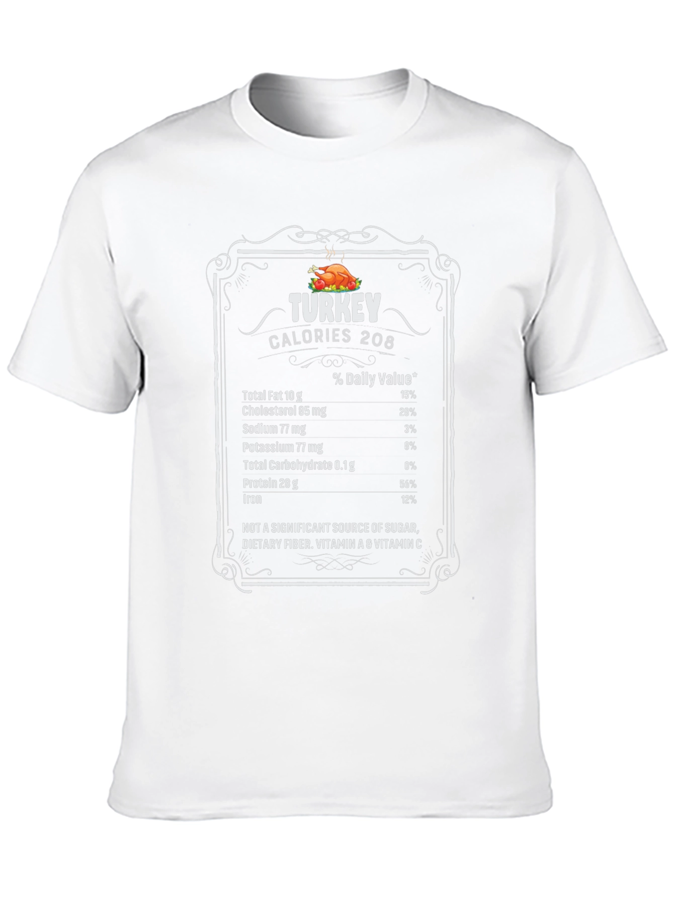 Turkey Nutrition Facts Graphic Tee - Black T-Shirt
