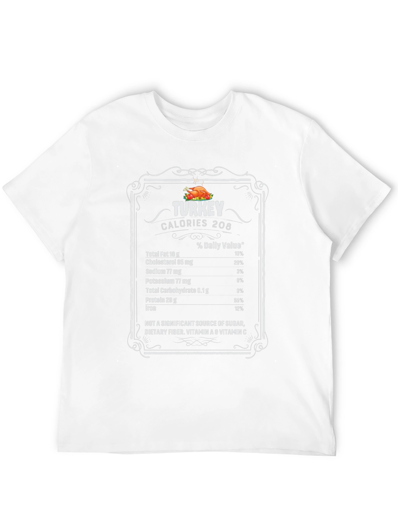 Turkey Nutrition Facts Graphic Tee - Black T-Shirt