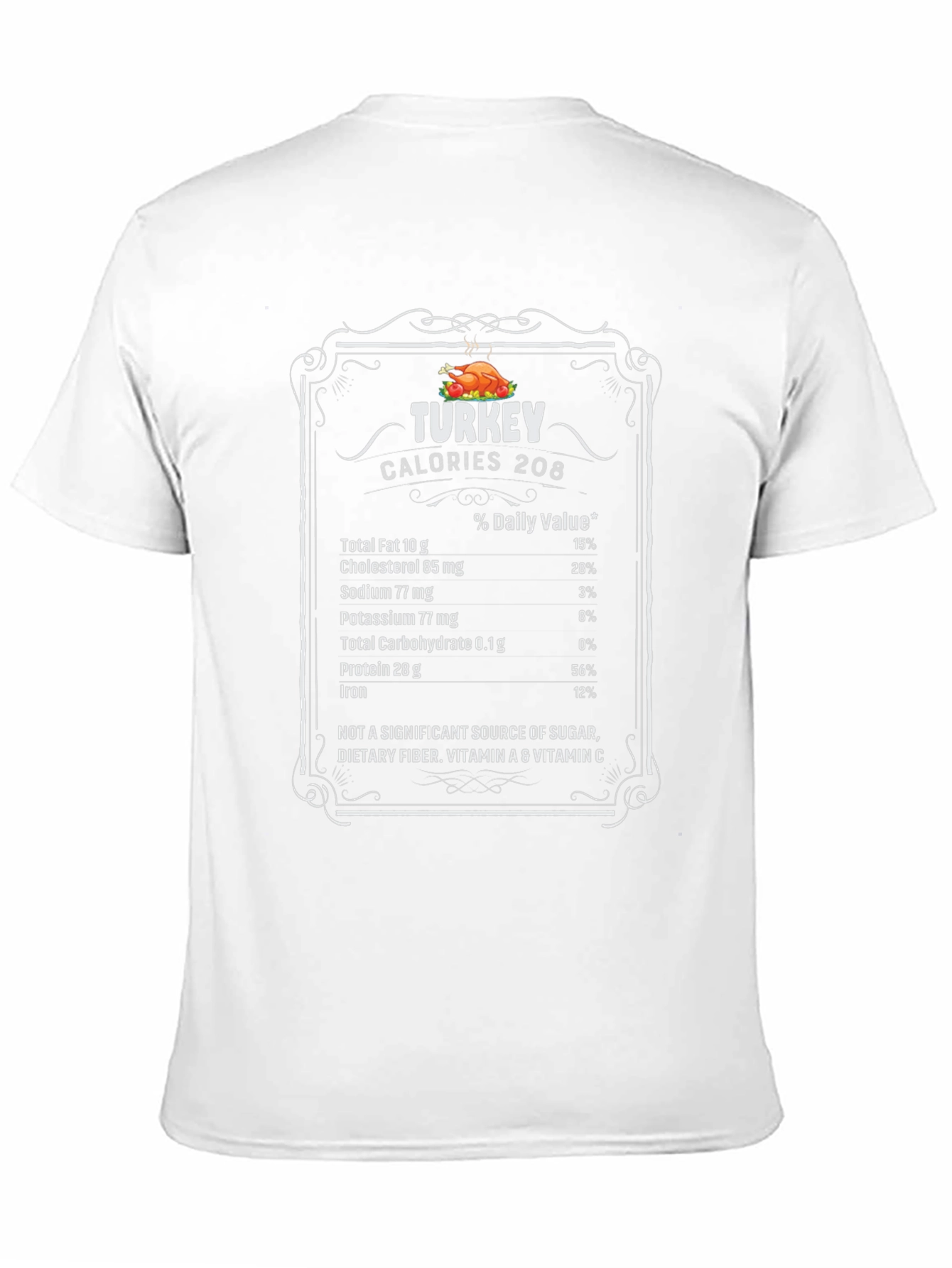 Turkey Nutrition Facts Graphic Tee - Black T-Shirt