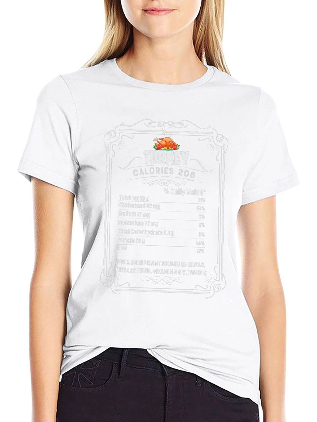 Turkey Nutrition Facts Graphic Tee - Black T-Shirt