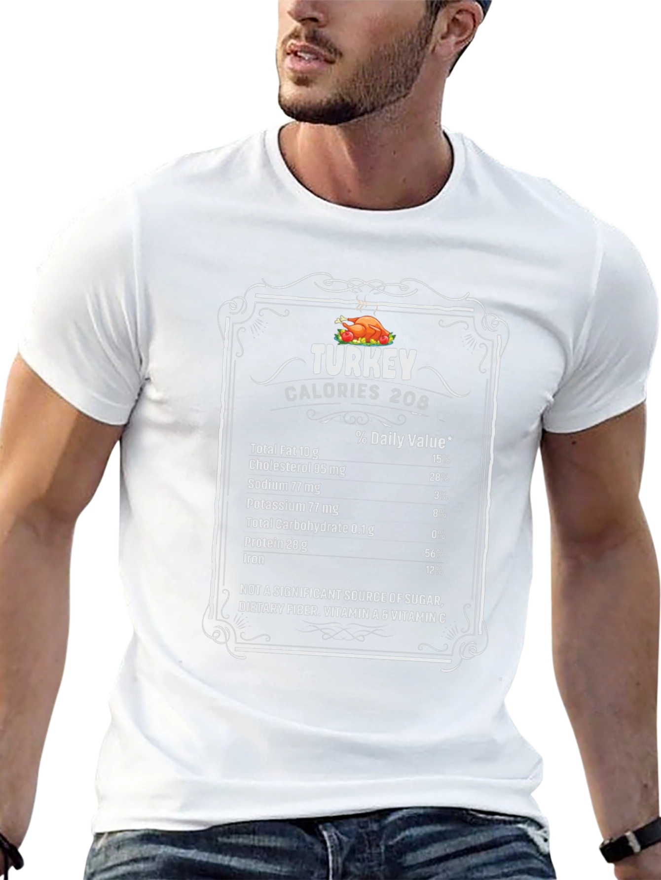 Turkey Nutrition Facts Graphic Tee - Black T-Shirt