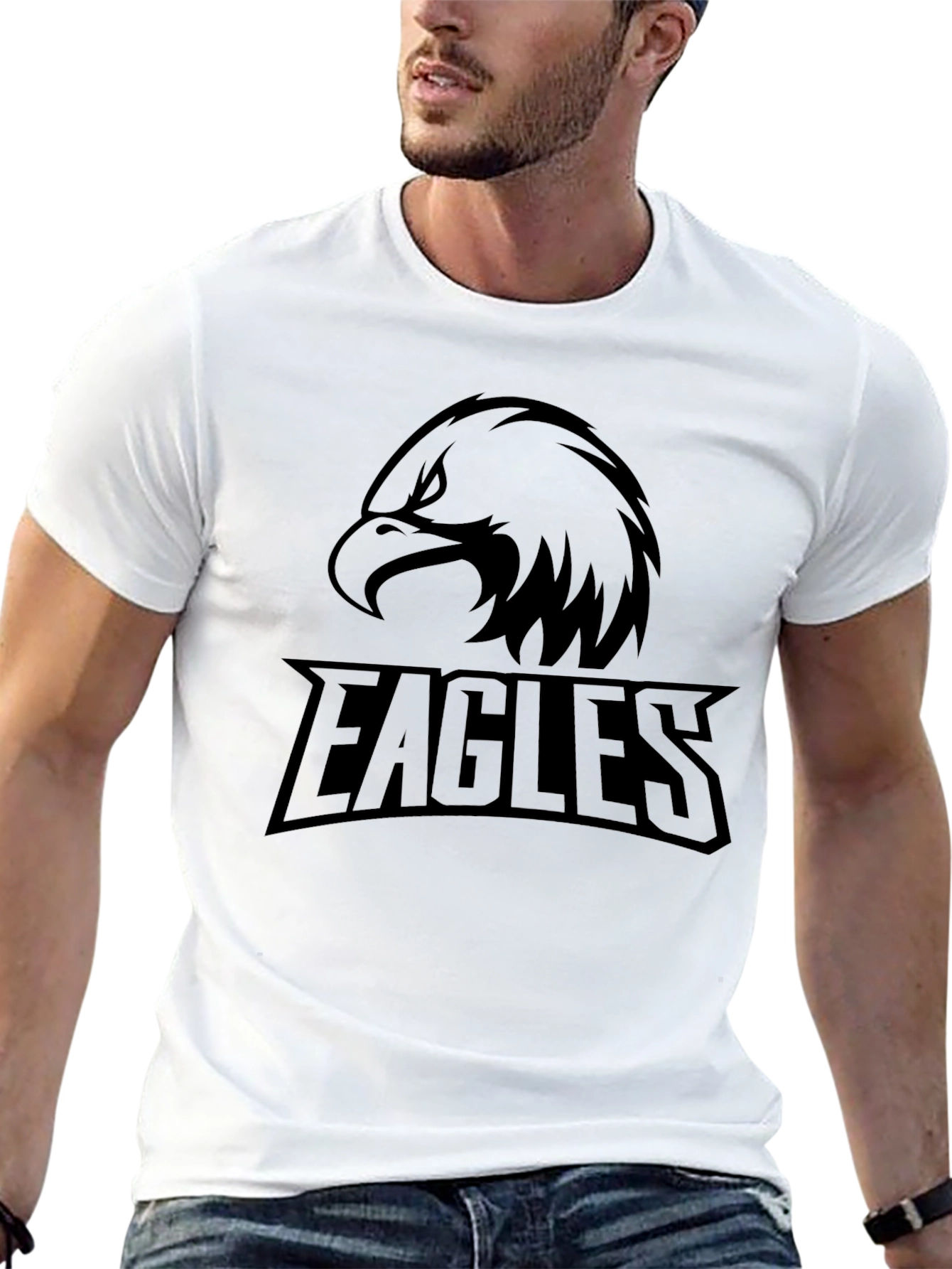 Mens Black Eagles Graphic T-Shirt
