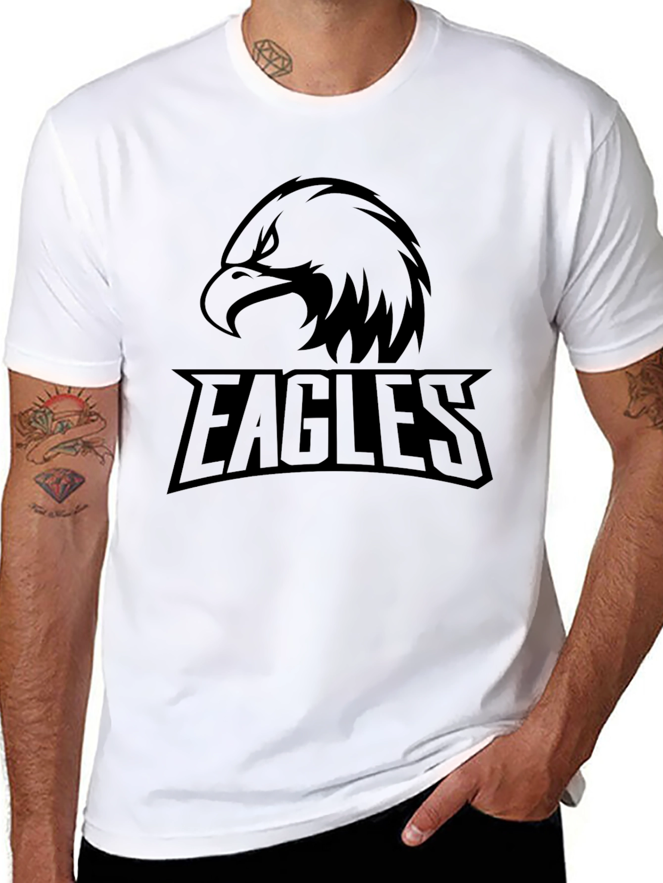 Mens Black Eagles Graphic T-Shirt
