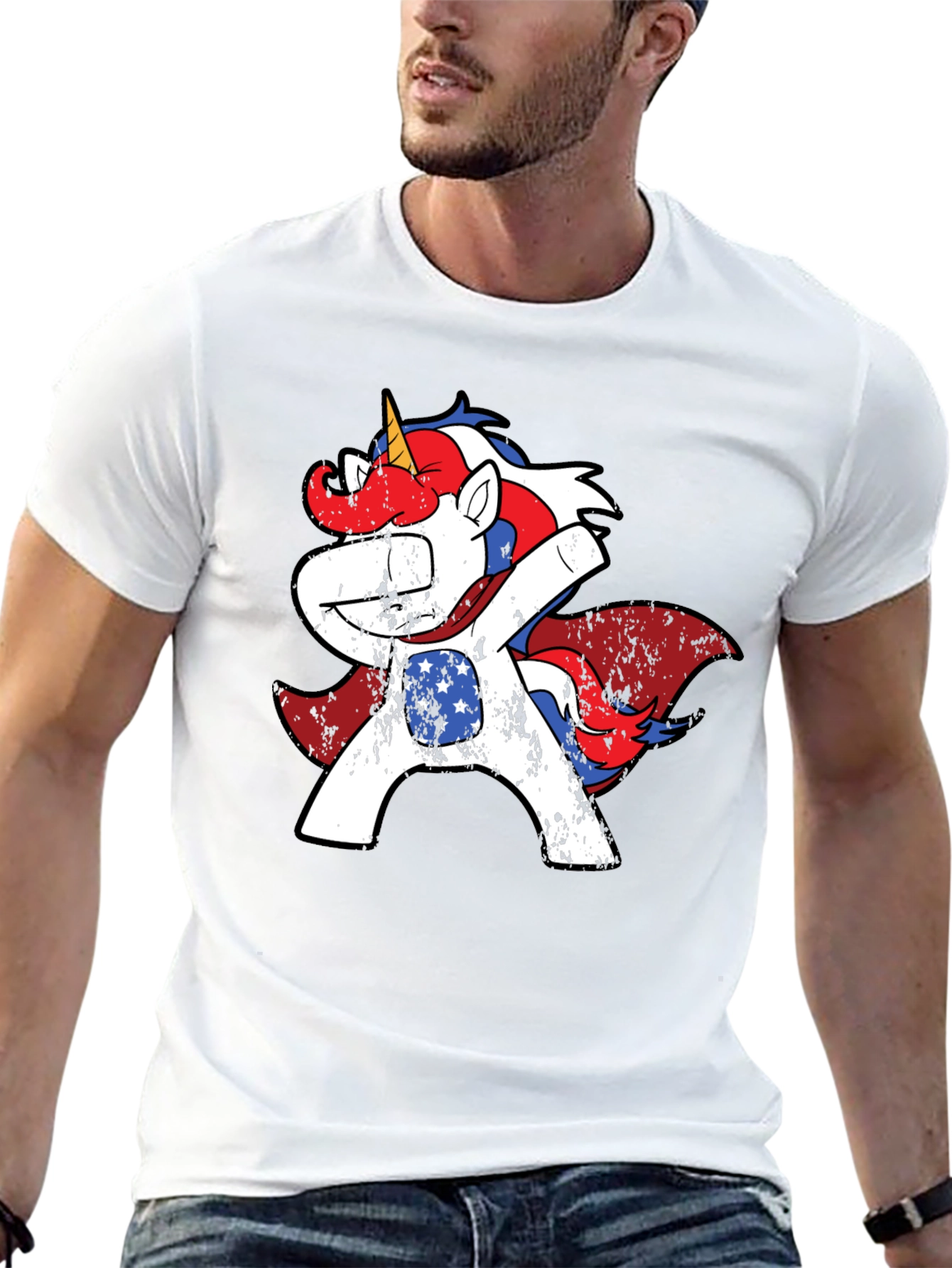 Patriotic Unicorn Dabbing Tee