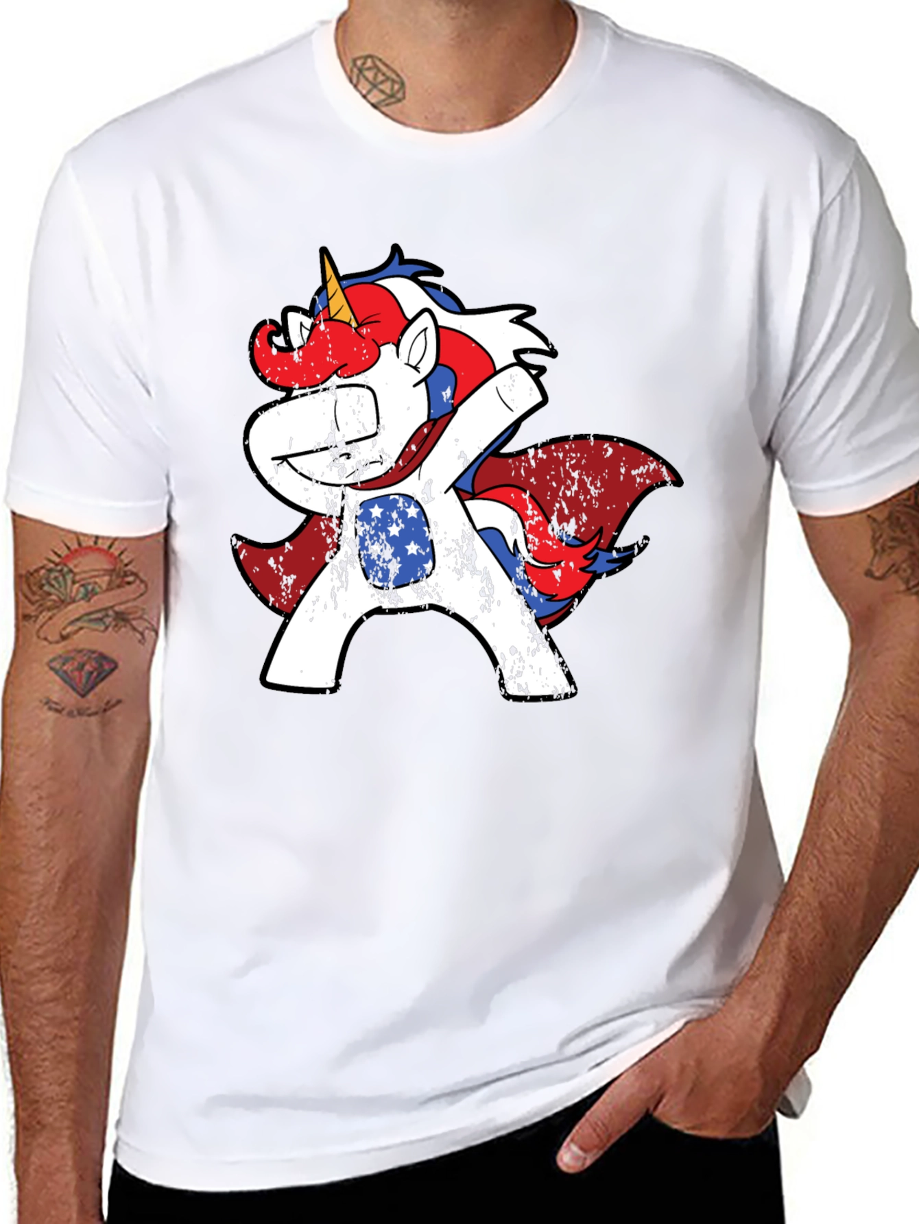 Patriotic Unicorn Dabbing Tee