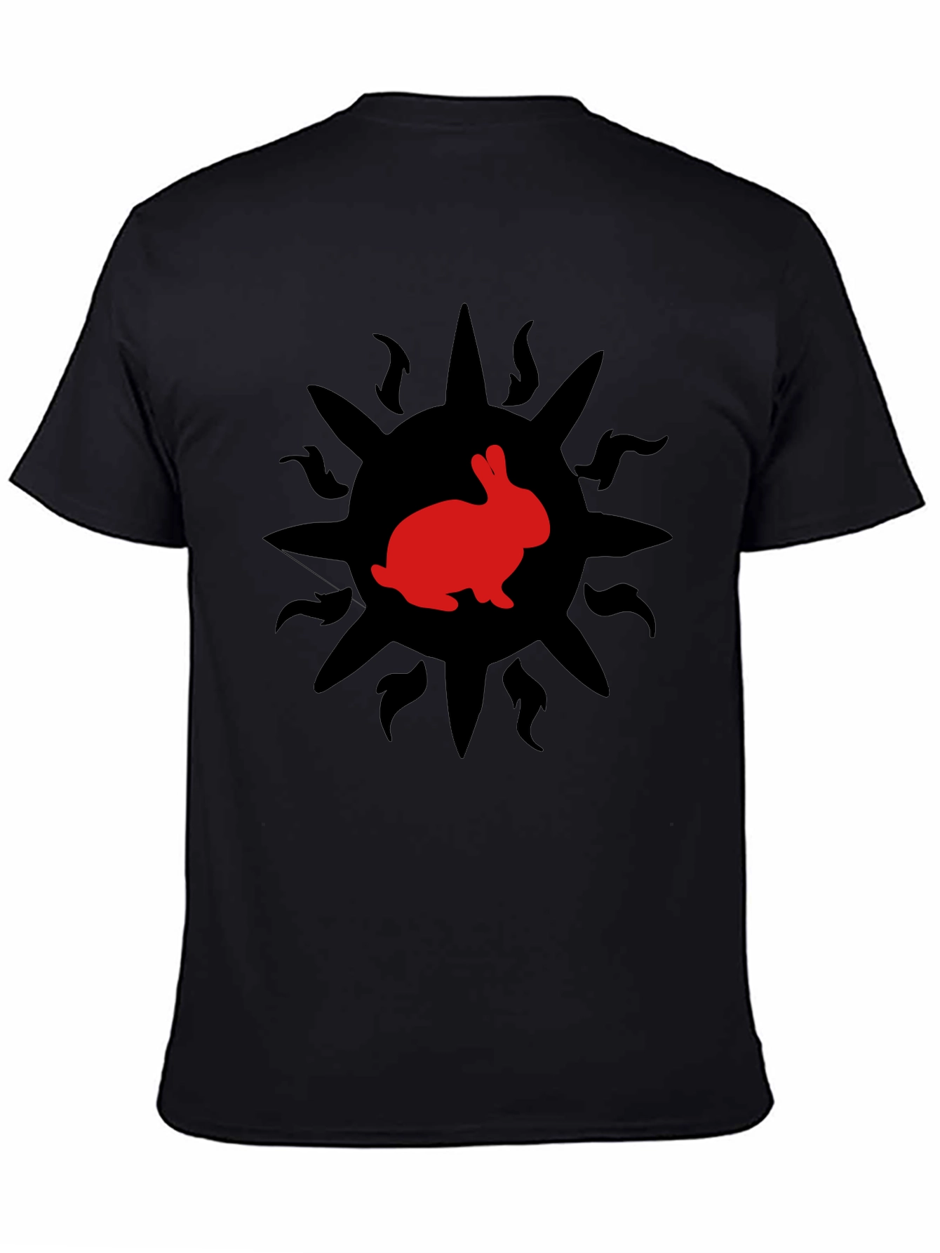 Rabbit Sun Graphic Tee - Trendy Black T-Shirt