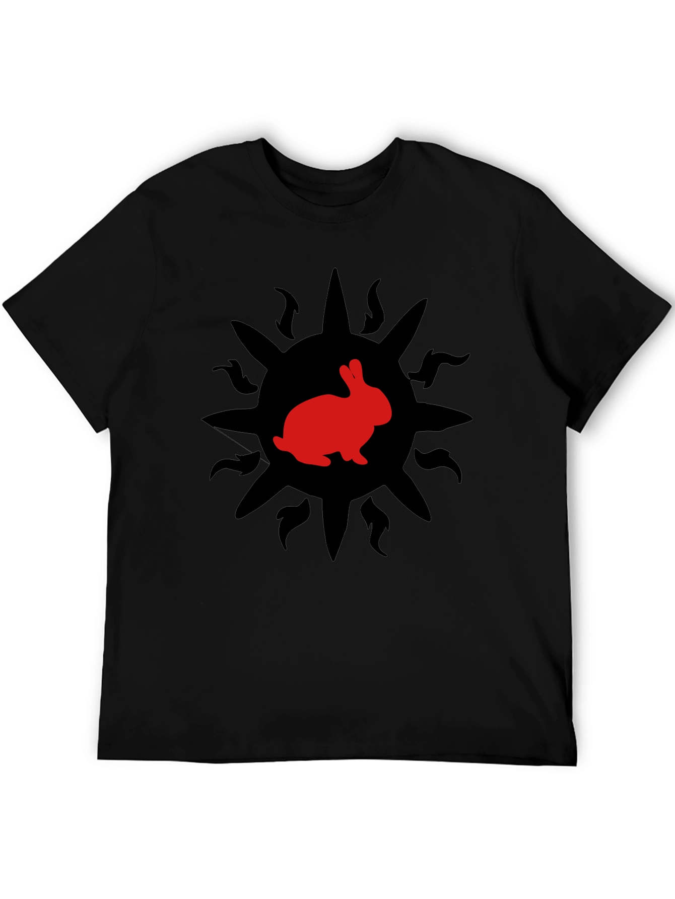Rabbit Sun Graphic Tee - Trendy Black T-Shirt