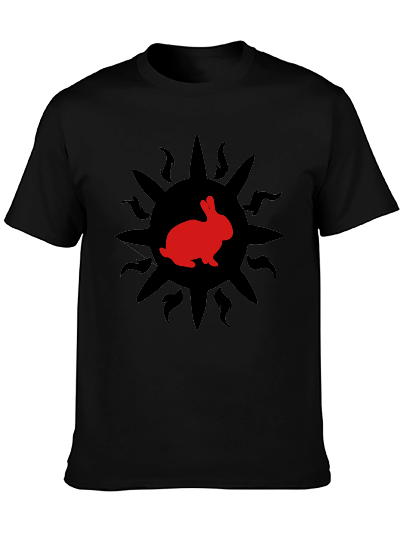 Rabbit Sun Graphic Tee - Trendy Black T-Shirt