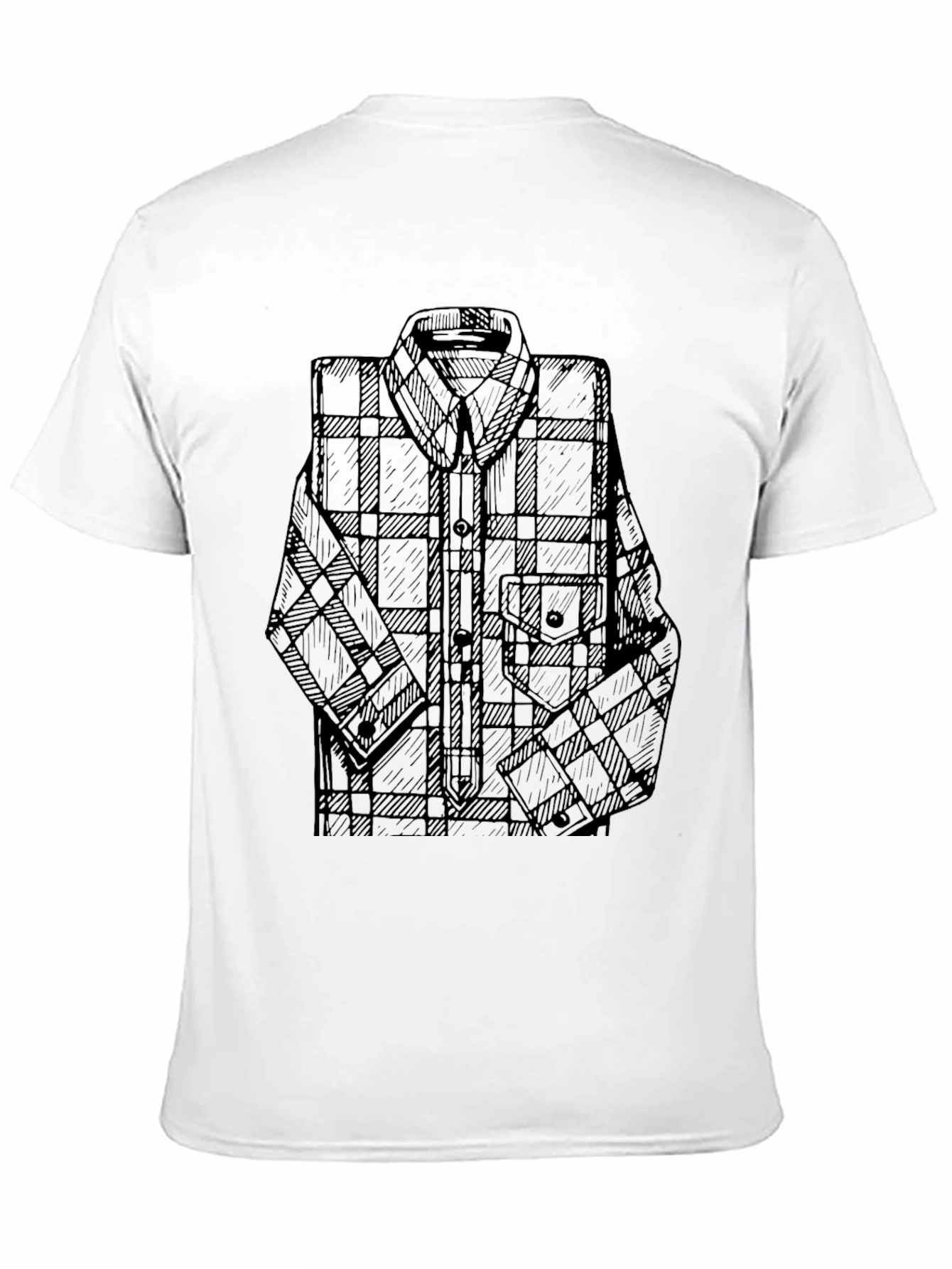 Mens Black T-Shirt with Plaid Shirt Graphic