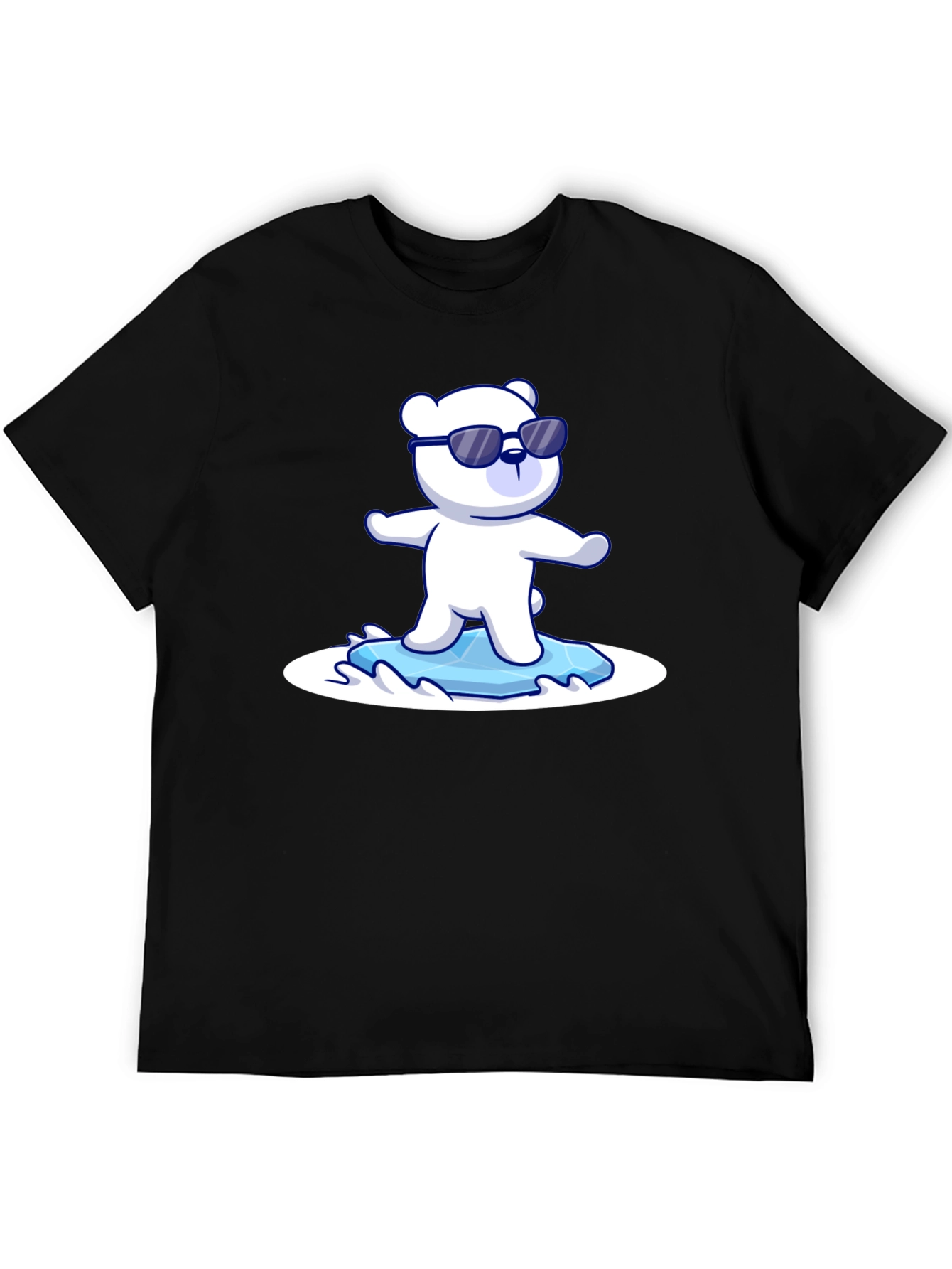 Cool Polar Bear Graphic Tee - Black Cotton T-Shirt