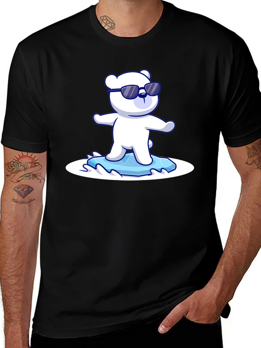 Cool Polar Bear Graphic Tee - Black Cotton T-Shirt