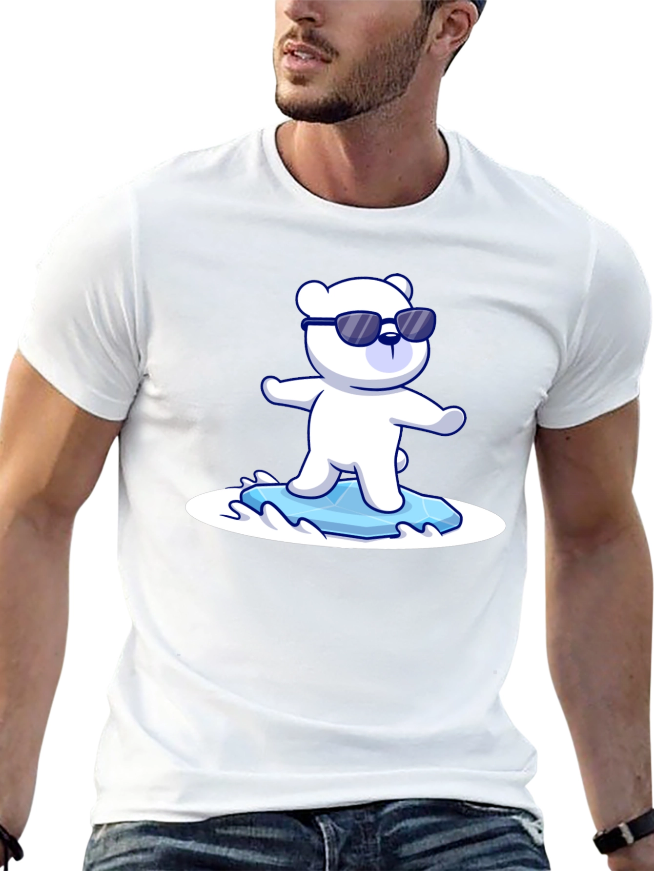 Cool Polar Bear Graphic Tee - Black Cotton T-Shirt