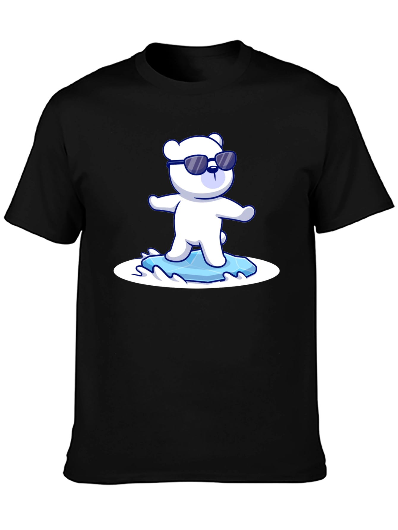 Cool Polar Bear Graphic Tee - Black Cotton T-Shirt